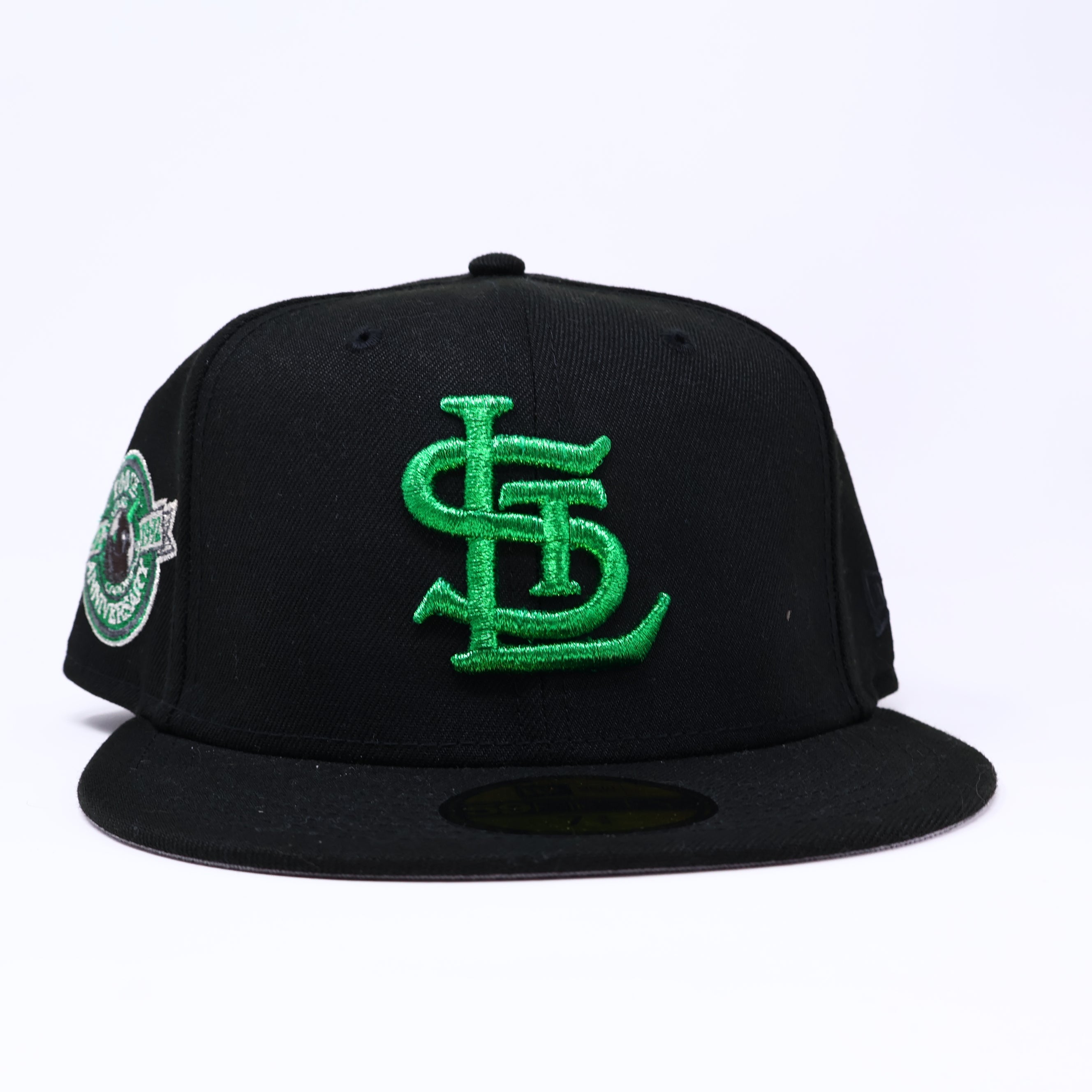 NWT 3/8 Black St. Louis Cardinals 100th Anniversary 59fifty New Era Fitted Hat Cap