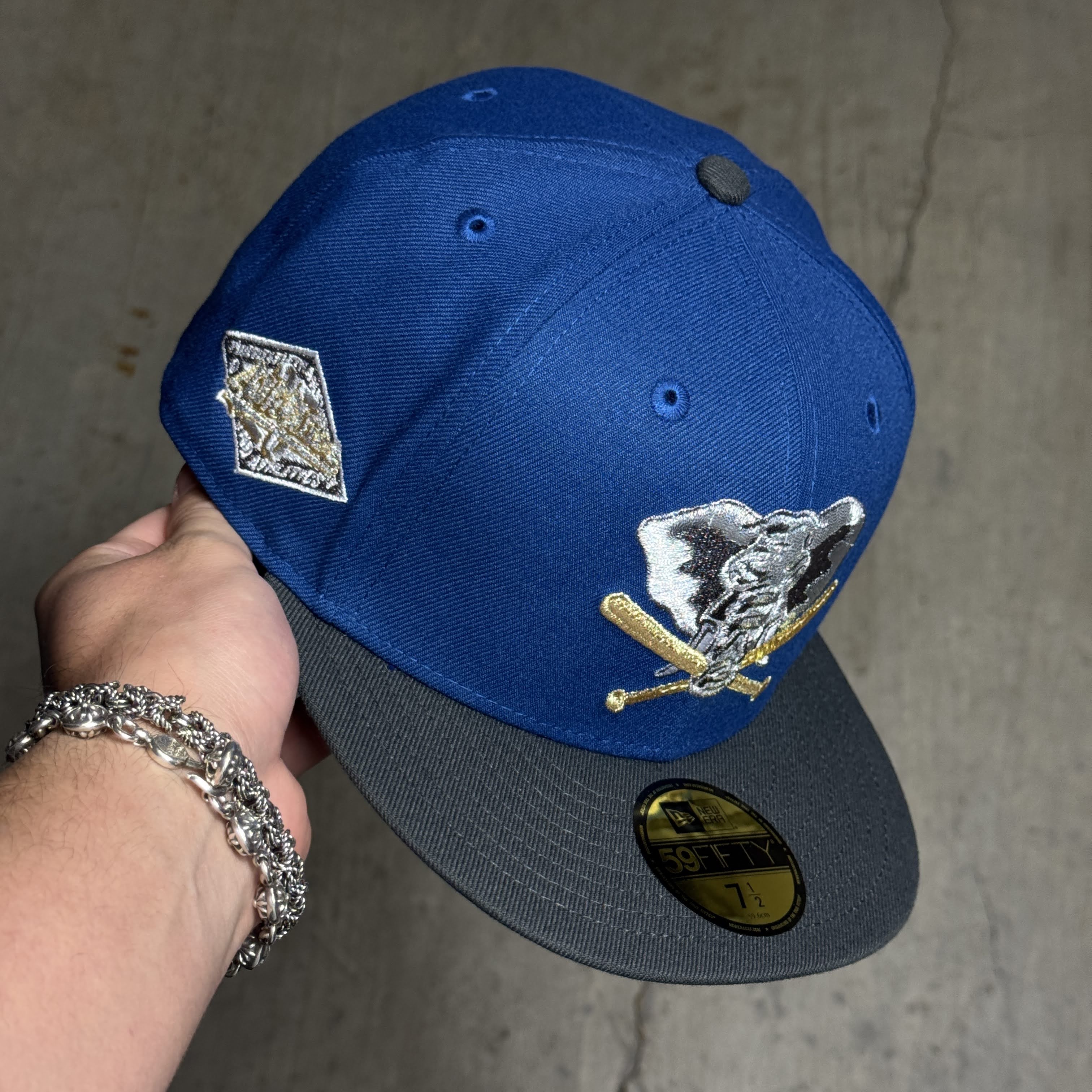 NWT 1/2 Blue Oakland Athletics 25th Anniversary 59fifty New Era Fitted Hat Cap