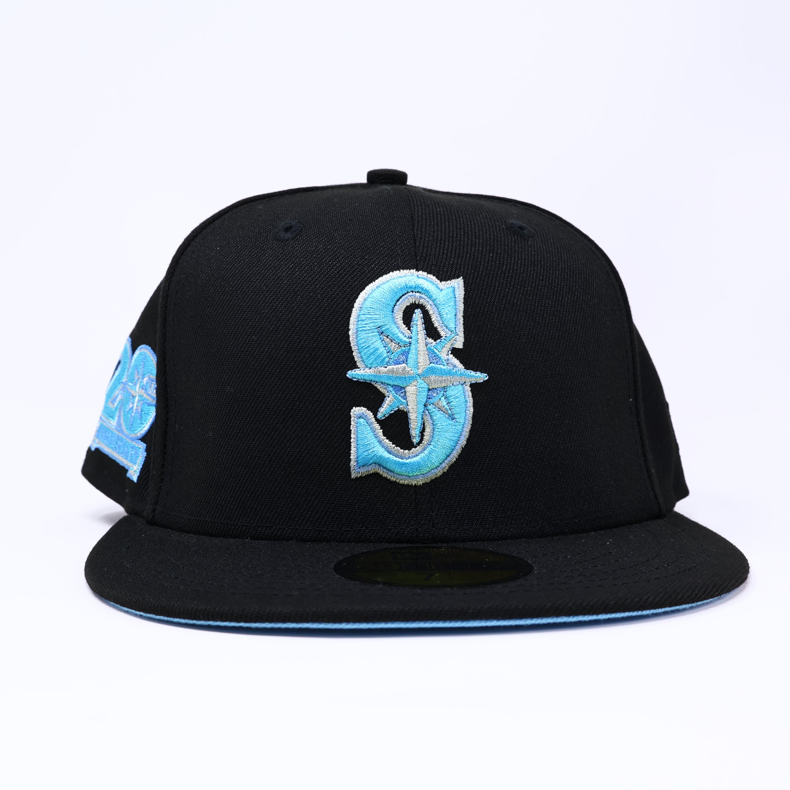 NWT 1/2 Black Seattle Mariners 20th Anniversary 59fifty New Era Fitted Hat Cap