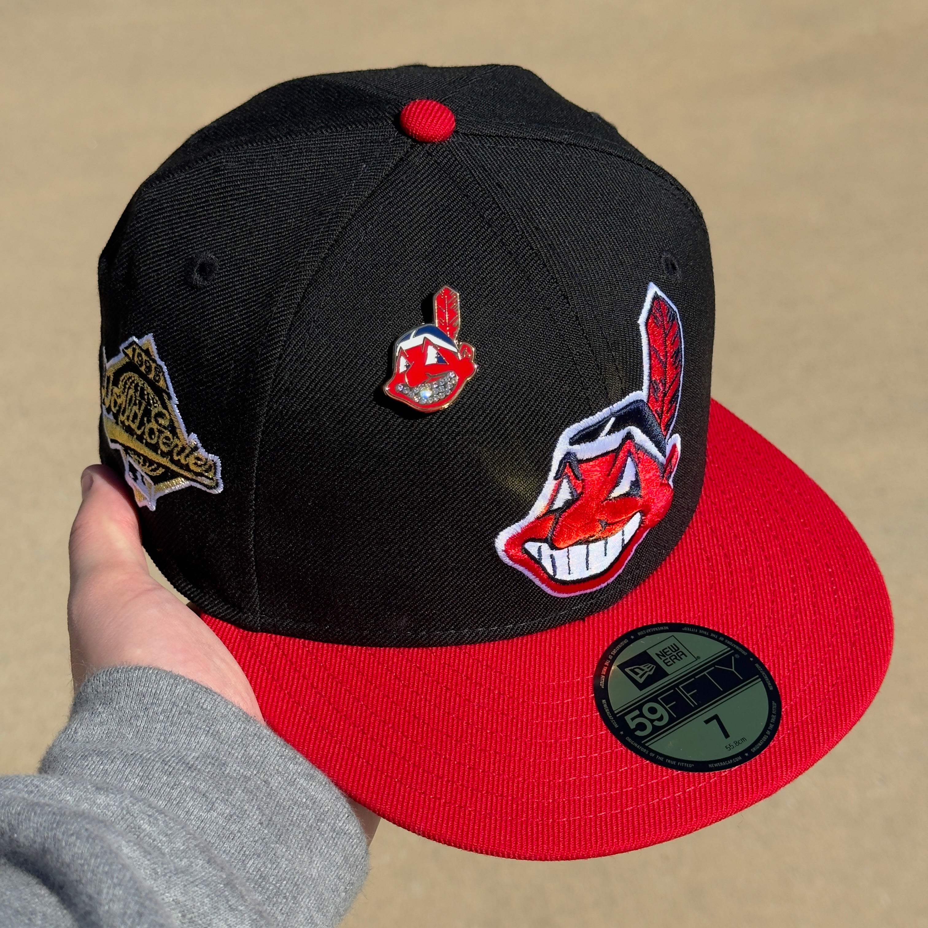 Black Red Chief Wahoo Cleveland Indians 1995 World Series 59fifty New Era Fitted Cap