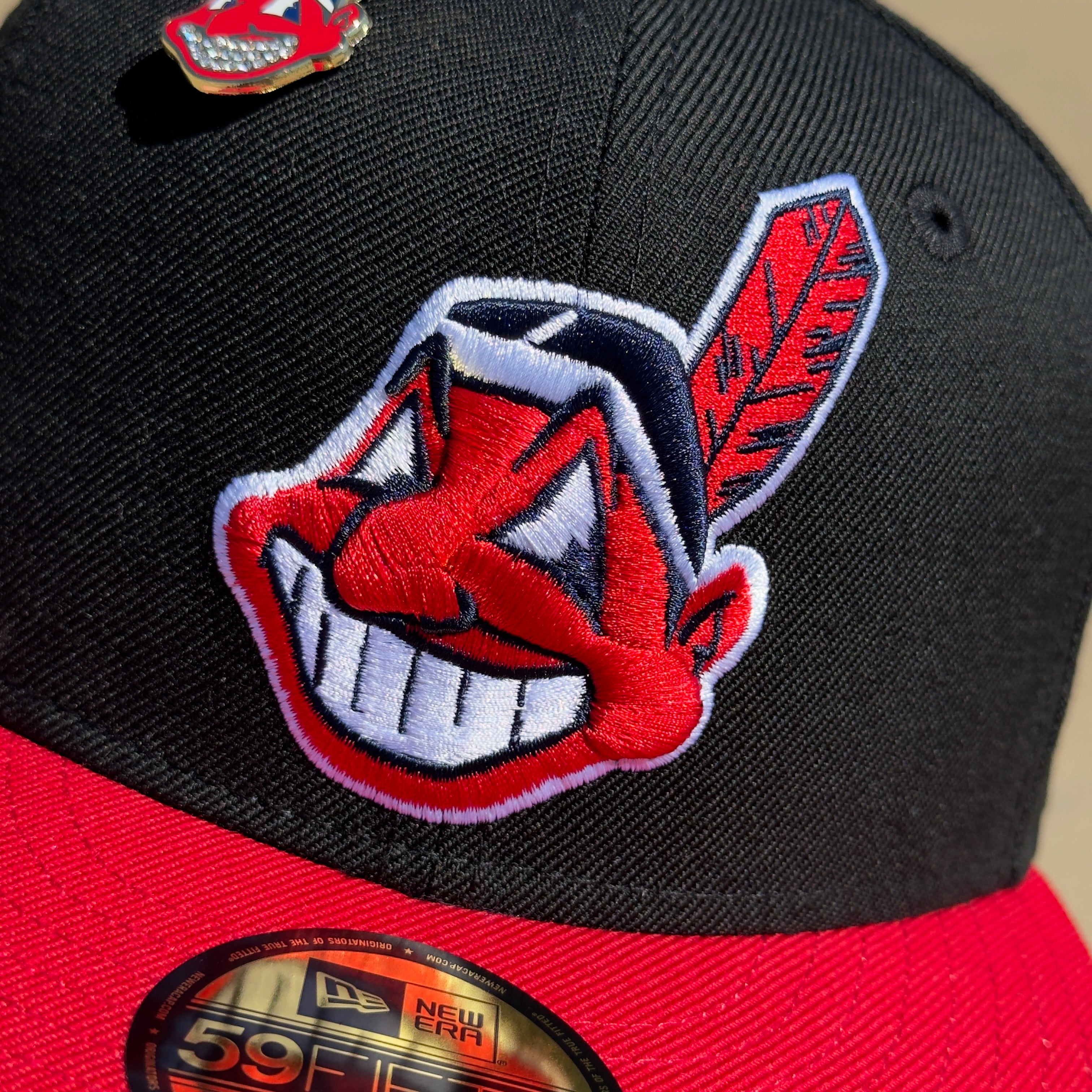 Black Red Chief Wahoo Cleveland Indians 1995 World Series 59fifty New Era Fitted Cap