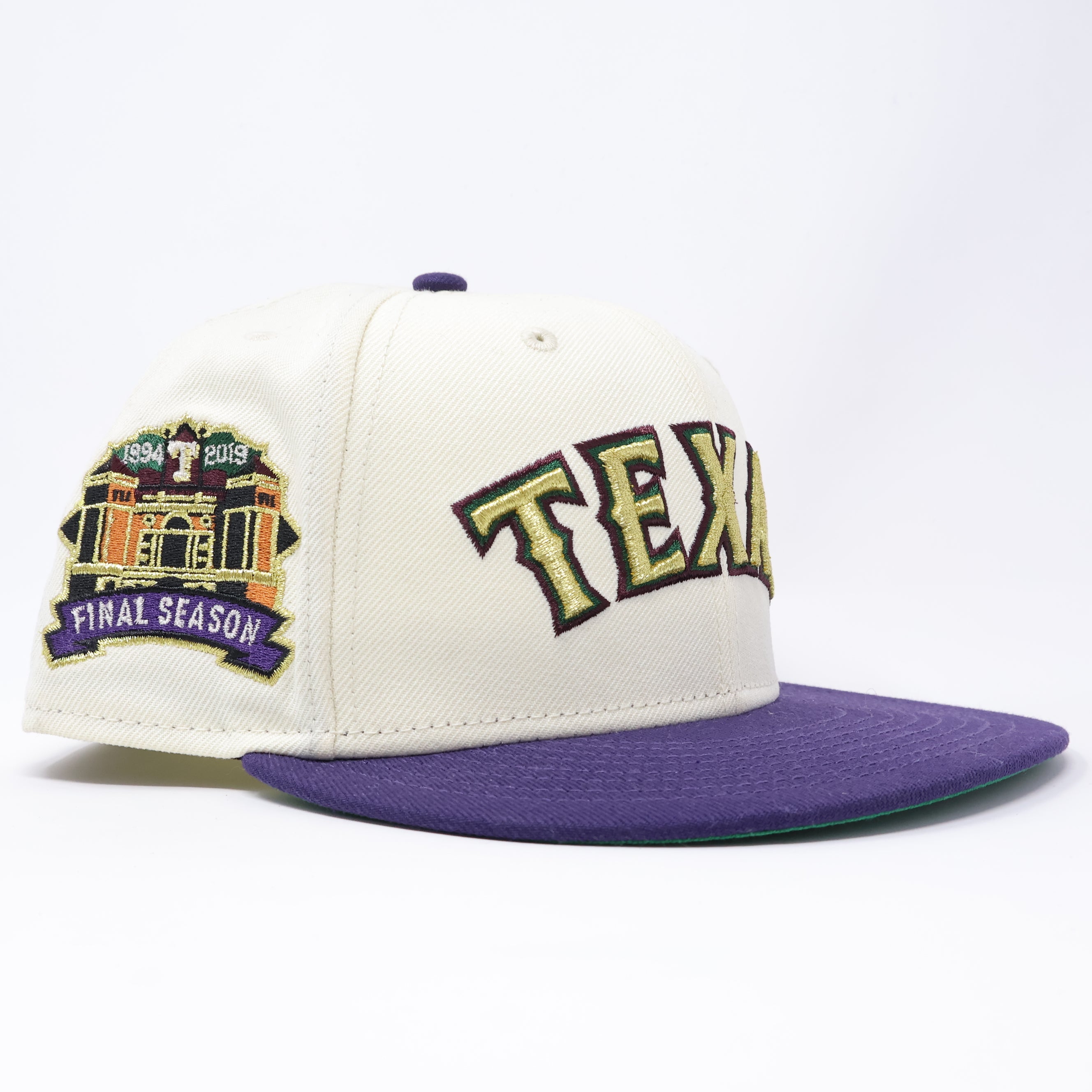 USED 3/8 Chrome Dallas Texas Rangers Final Season 59fifty New Era Fitted Hat Cap
