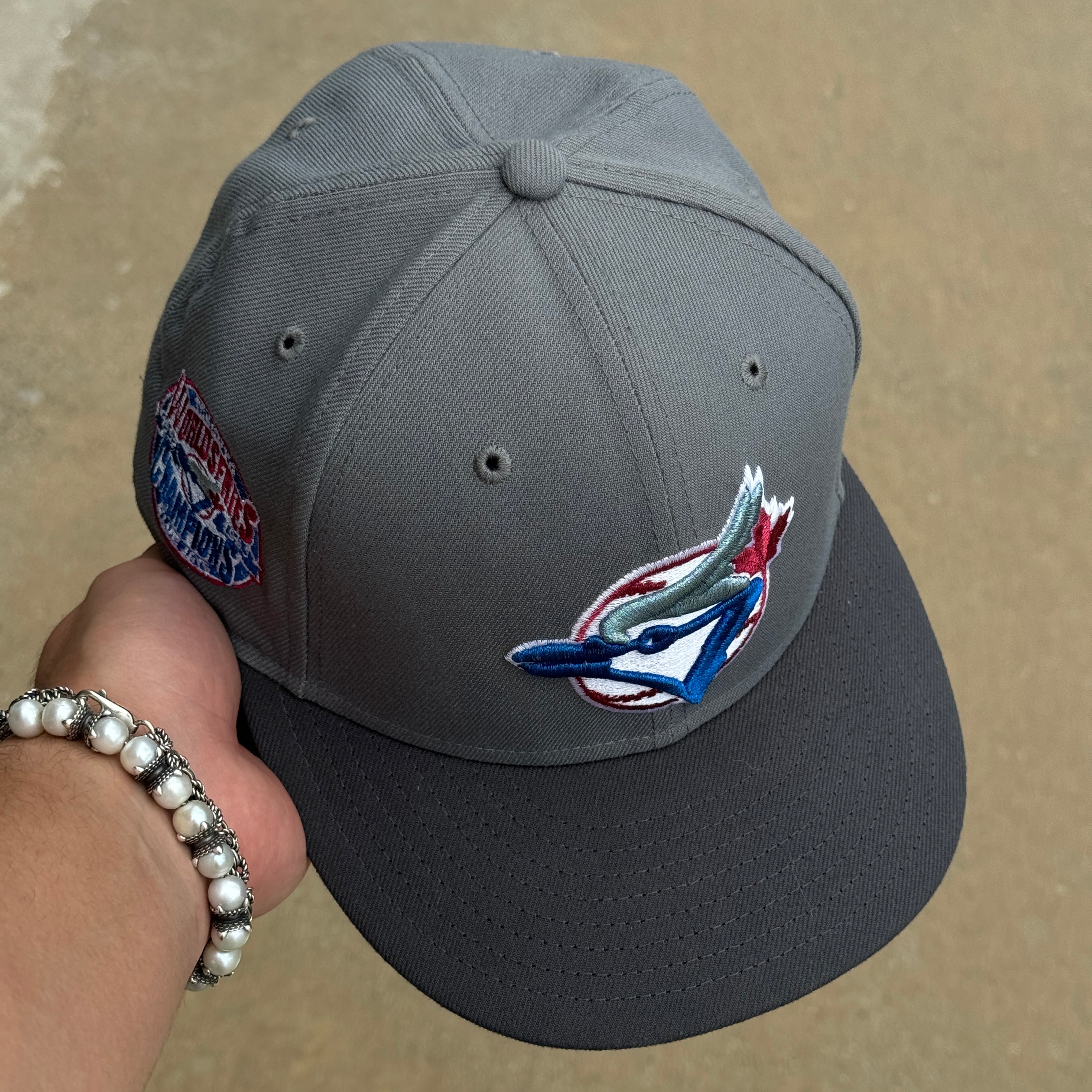 USED 1/4 Gray Toronto Blue Jays World Series Champions 59fifty New Era Fitted Hat Cap