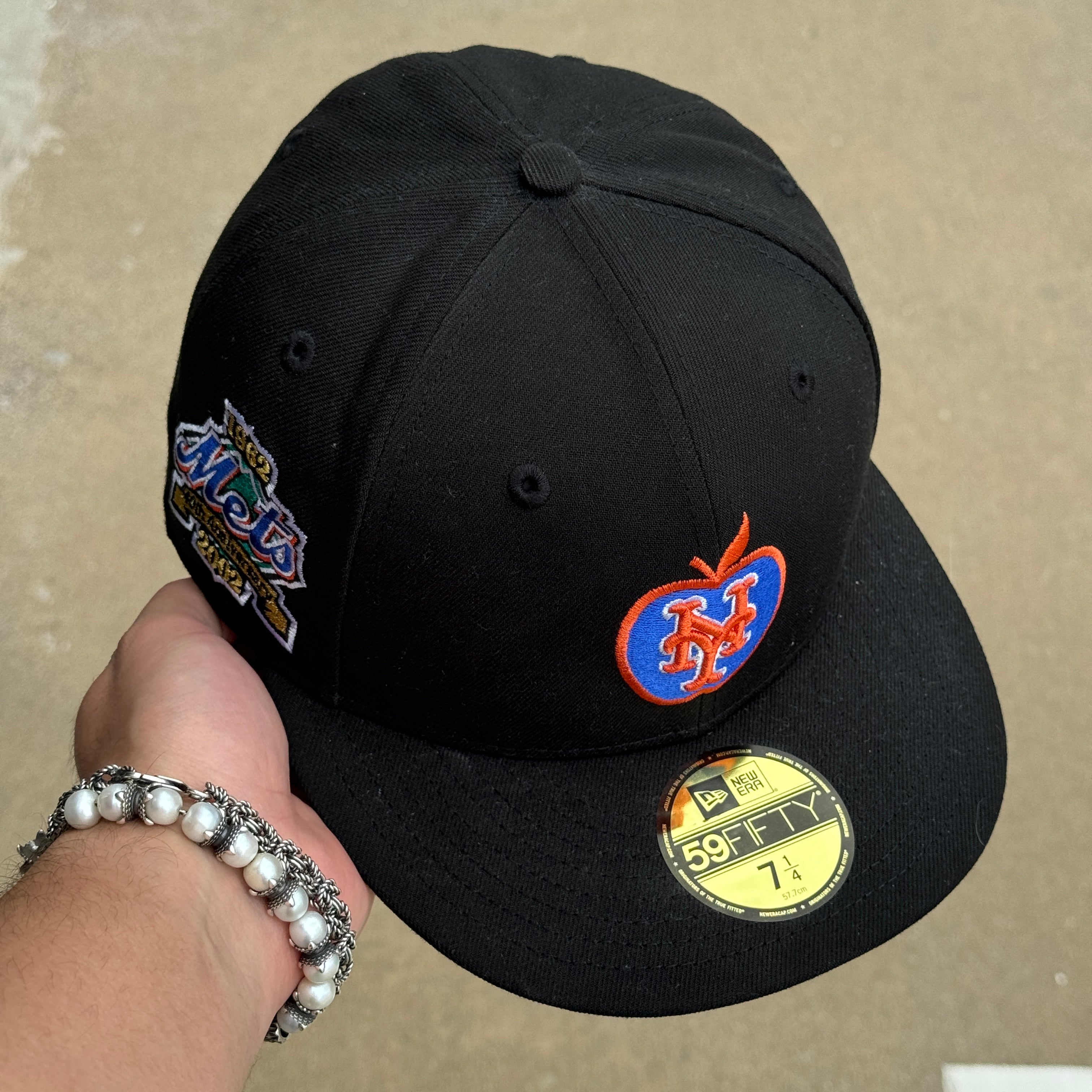 NEW 1/4 Black New York Mets 40th Anniversary 59fifty New Era Fitted Hat Cap