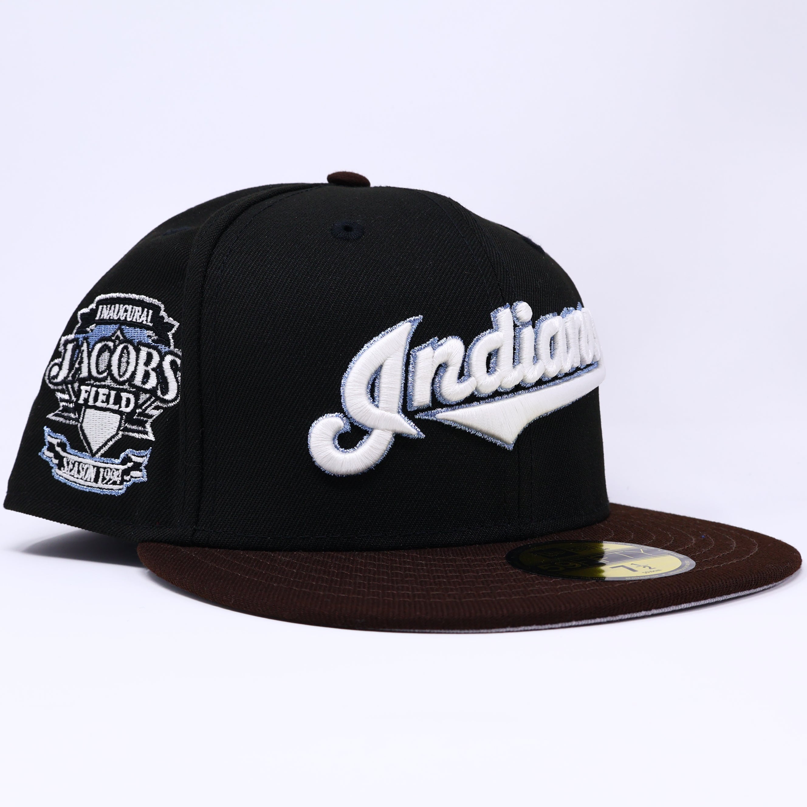 NWT 1/2 Black Cleveland Indians Jacobs Field 59fifty New Era Fitted Hat Cap
