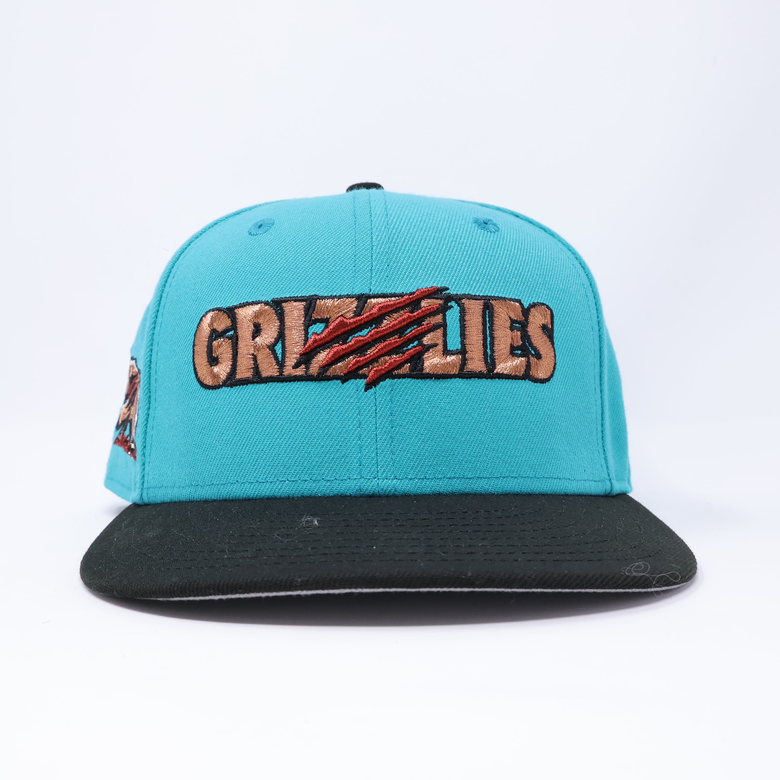 USED 3/8 Teal Fresno Grizzlies Bear Logo 59fifty New Era Fitted Hat Cap