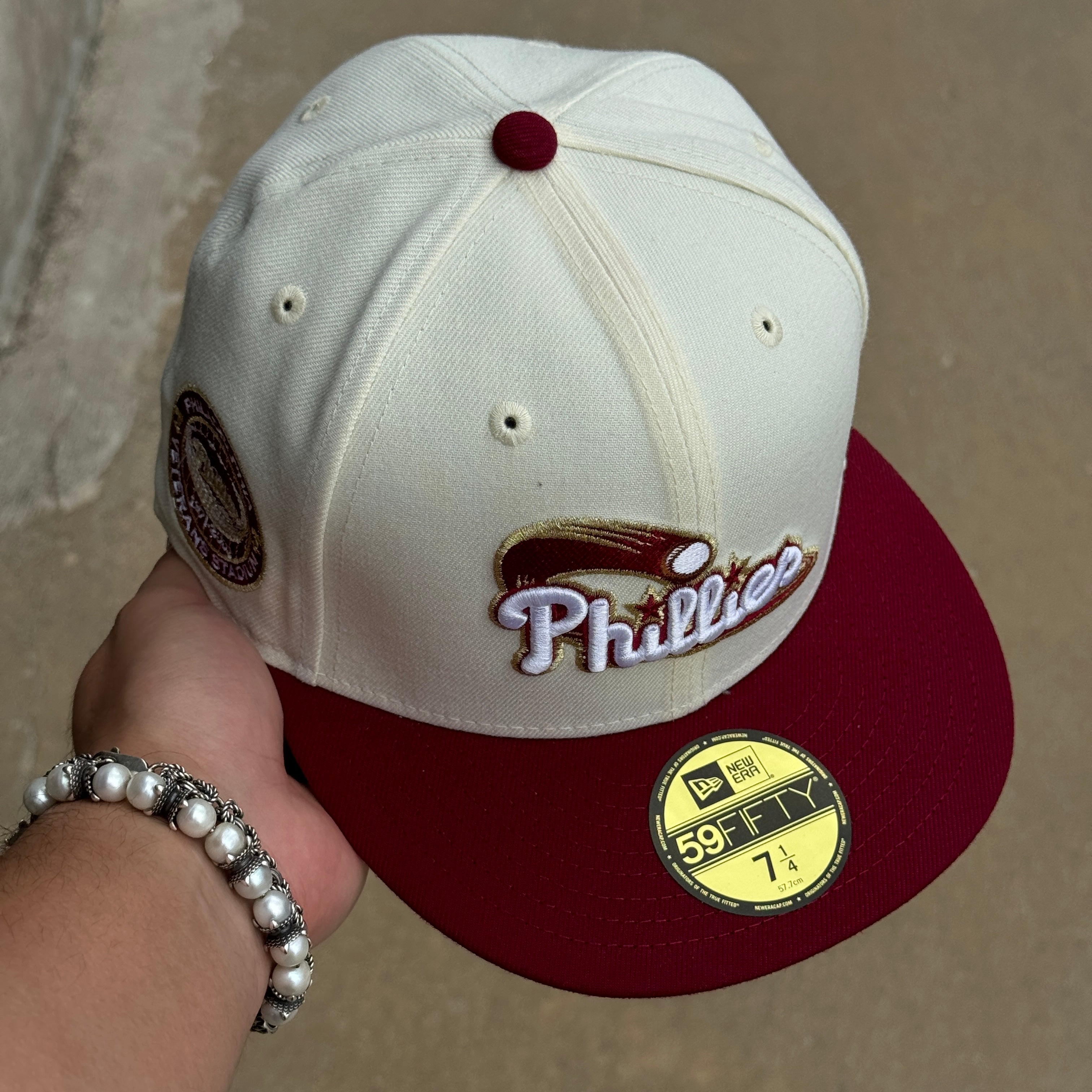 NEW 1/4 Chrome Philadelphia Phillies Veterans Stadium 59fifty New Era Fitted Hat Cap