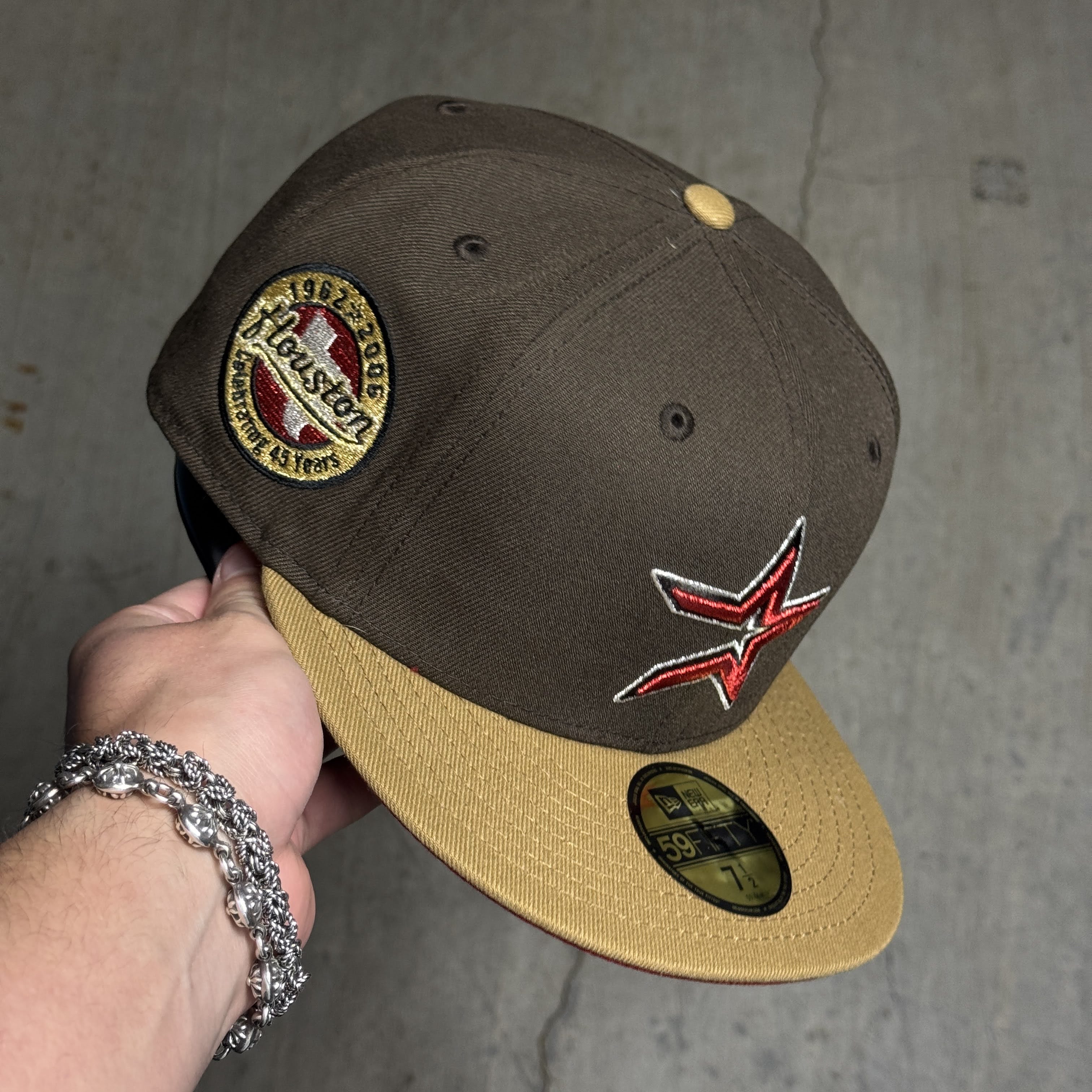NWT 1/2 Brown Houston Astros Celebrating 45 Years 59fifty New Era Fitted Hat Cap