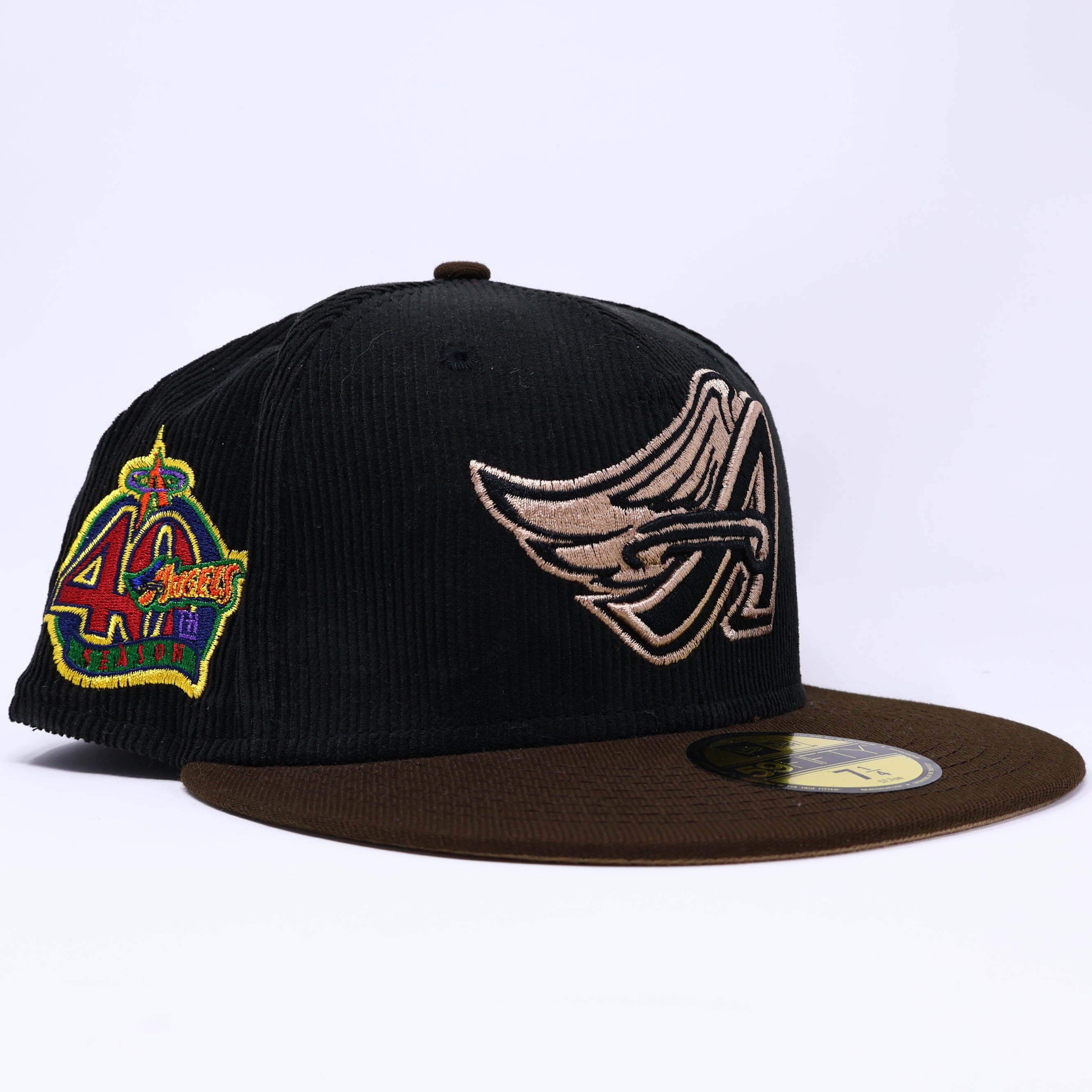 NWT 1/4 Black Los Angeles Angels 40th Season 59fifty New Era Fitted Hat Cap