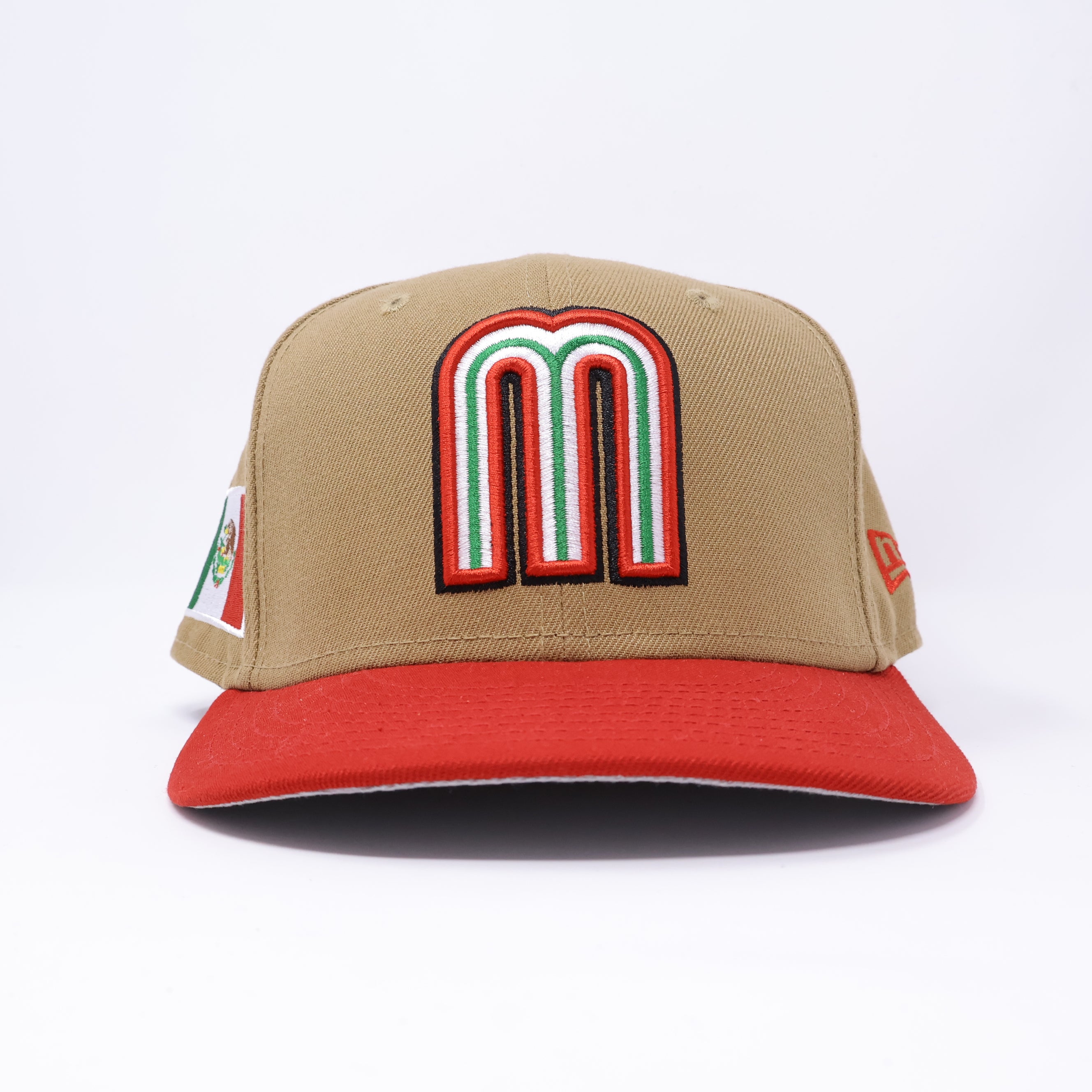 USED 3/8 Khaki Mexico WBC Mexican Flag 59fifty New Era Fitted Hat Cap