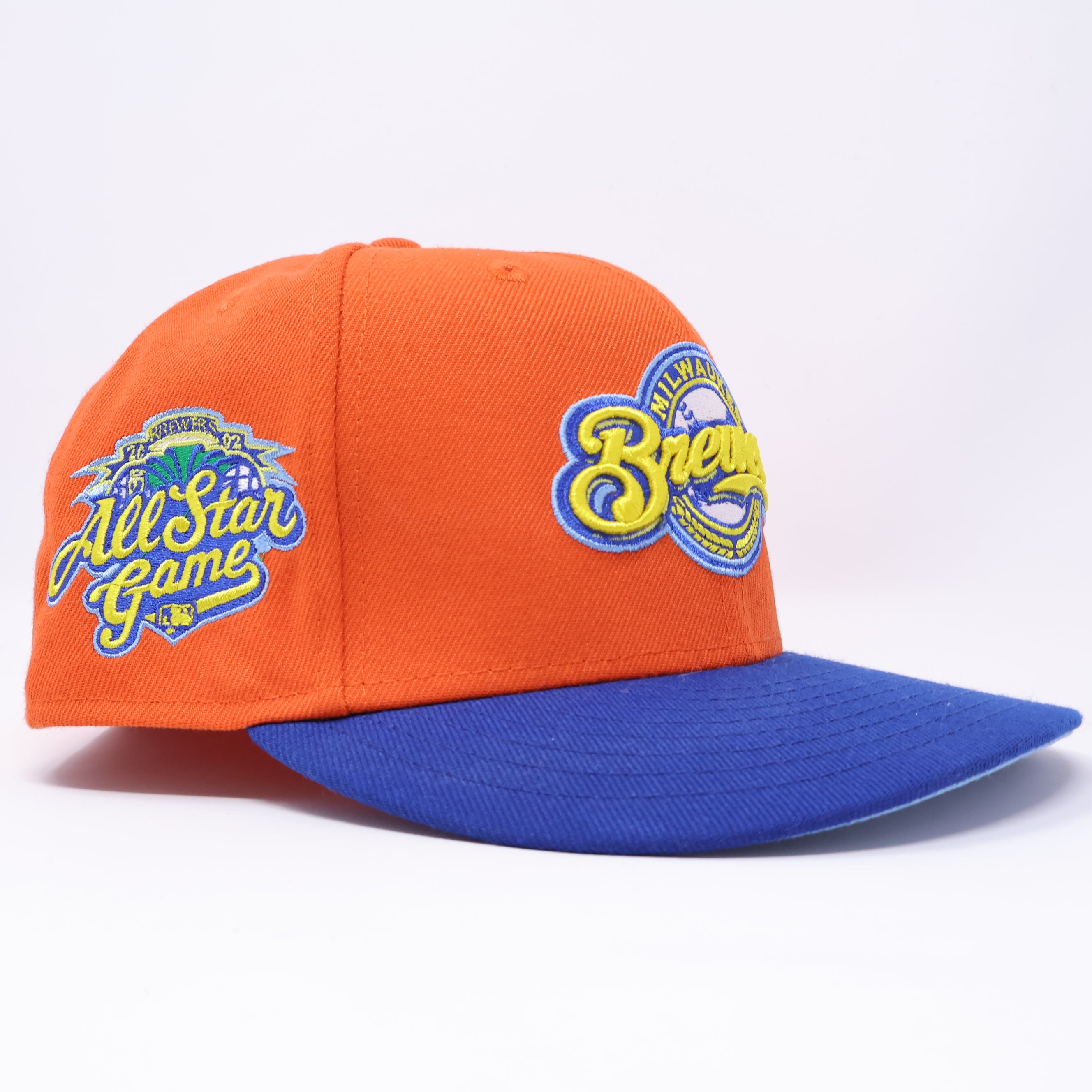 USED 3/8 Orange Milwaukee Brewers All-Star Game 59fifty New Era Fitted Hat Cap