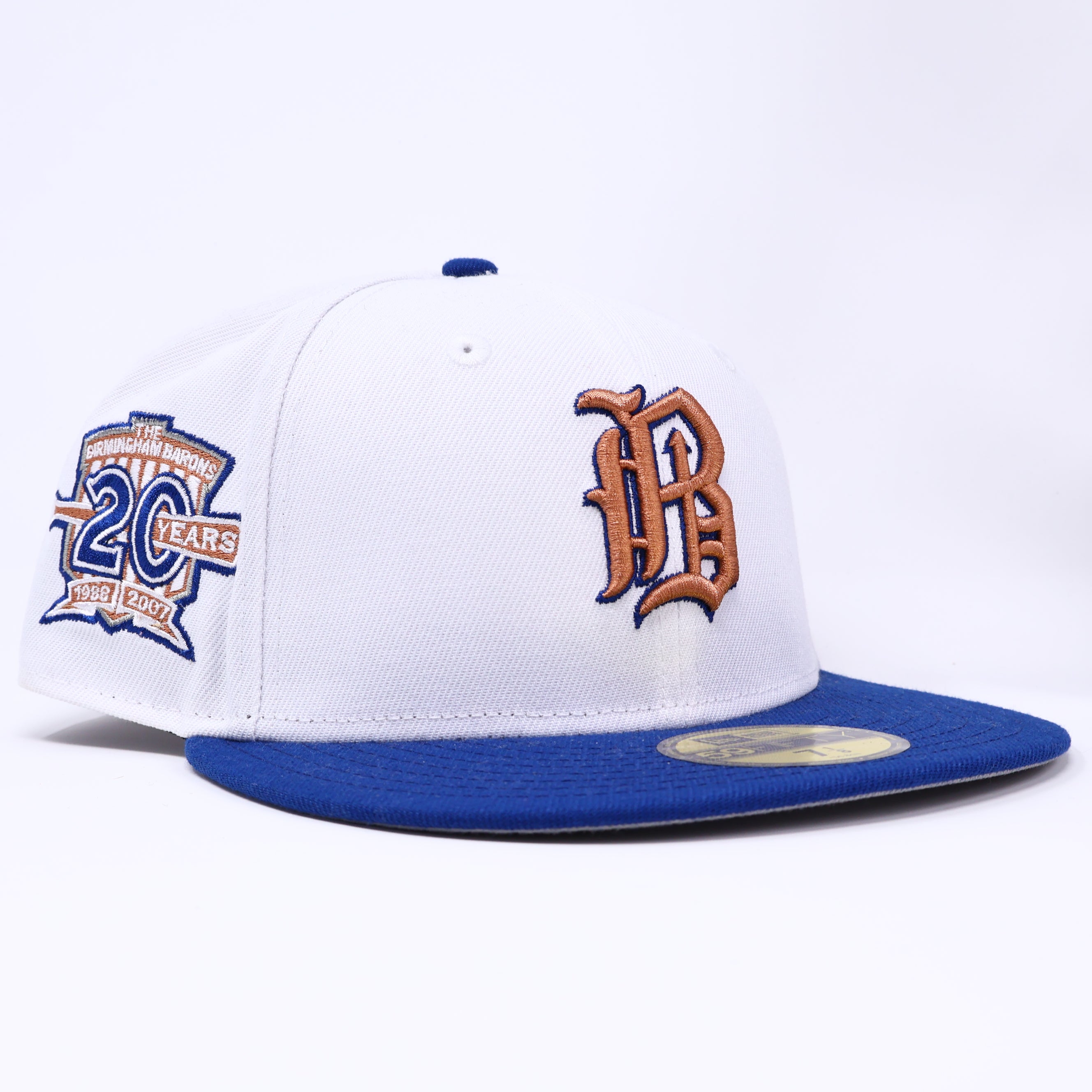 NEW 7 1/8 White Birmingham Barons 20 Years Southern League 59FIFTY New Era Fitted Hat