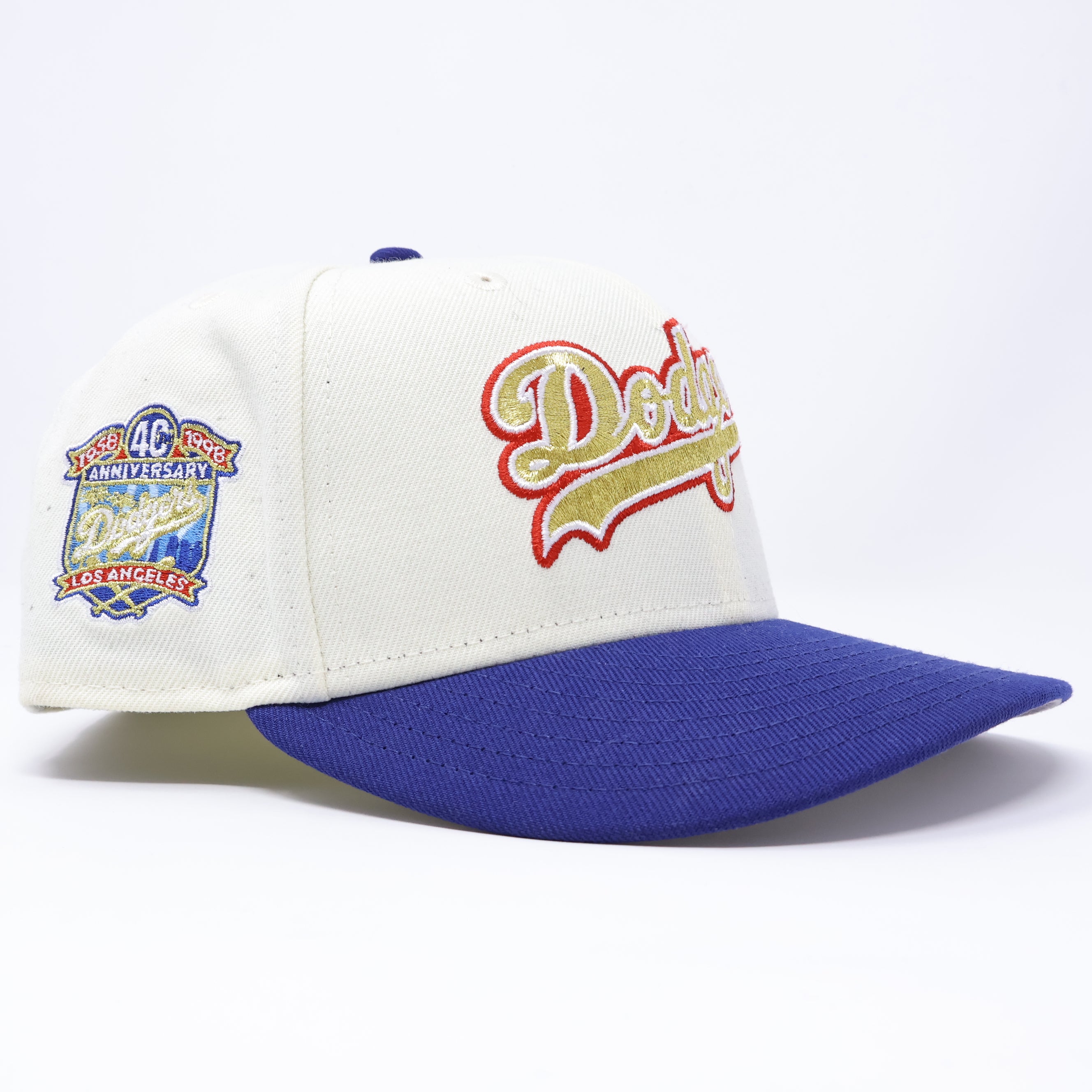 USED 3/8 Chrome Los Angeles Dodgers 40th Anniversary 59fifty New Era Fitted Hat Cap