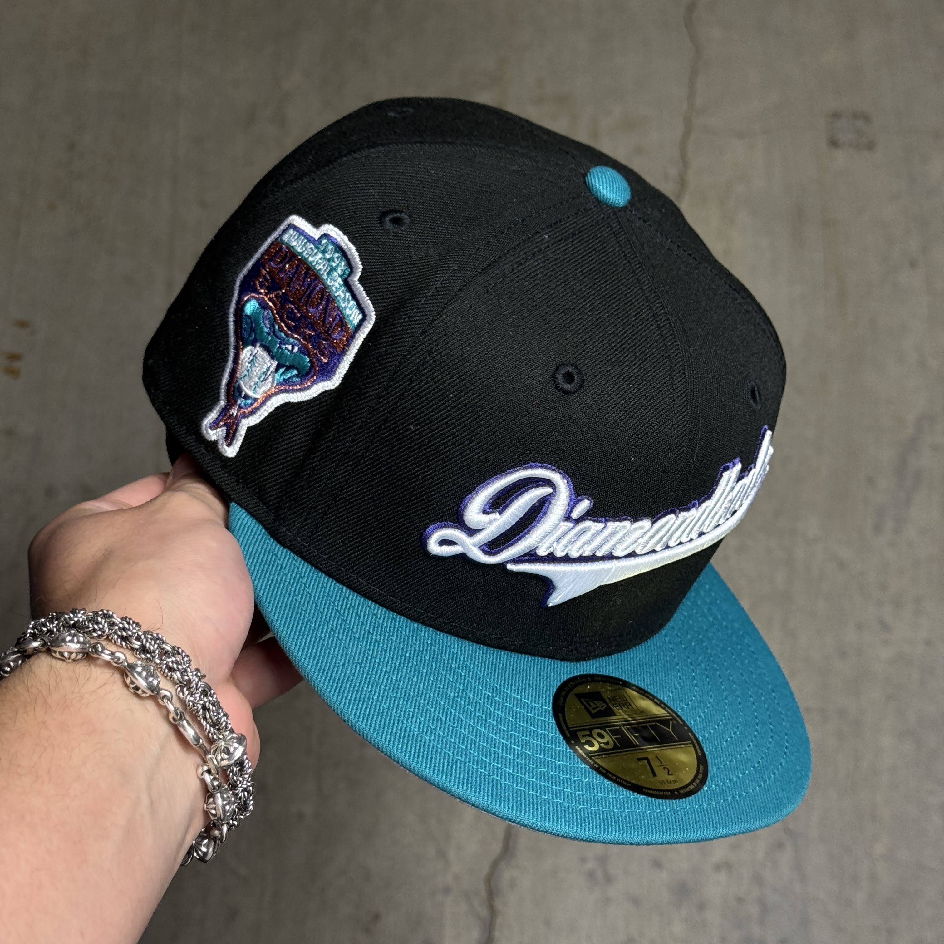 NWT 1/2 Black Arizona Diamondbacks 1998 Inaugural 59fifty New Era Fitted Hat Cap