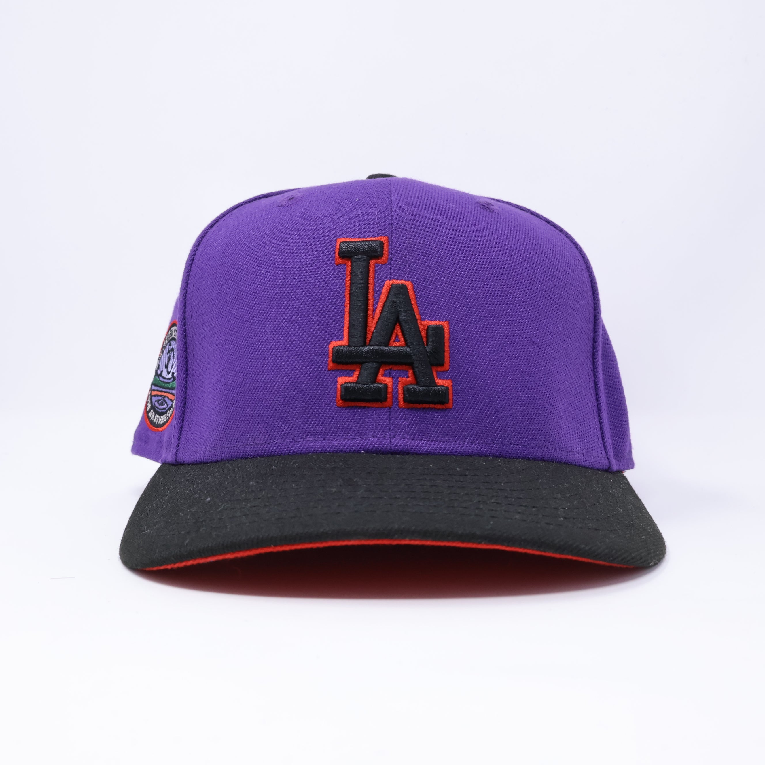 USED 3/8 Purple Los Angeles Dodgers 50th Anniversary 59fifty New Era Fitted Hat Cap