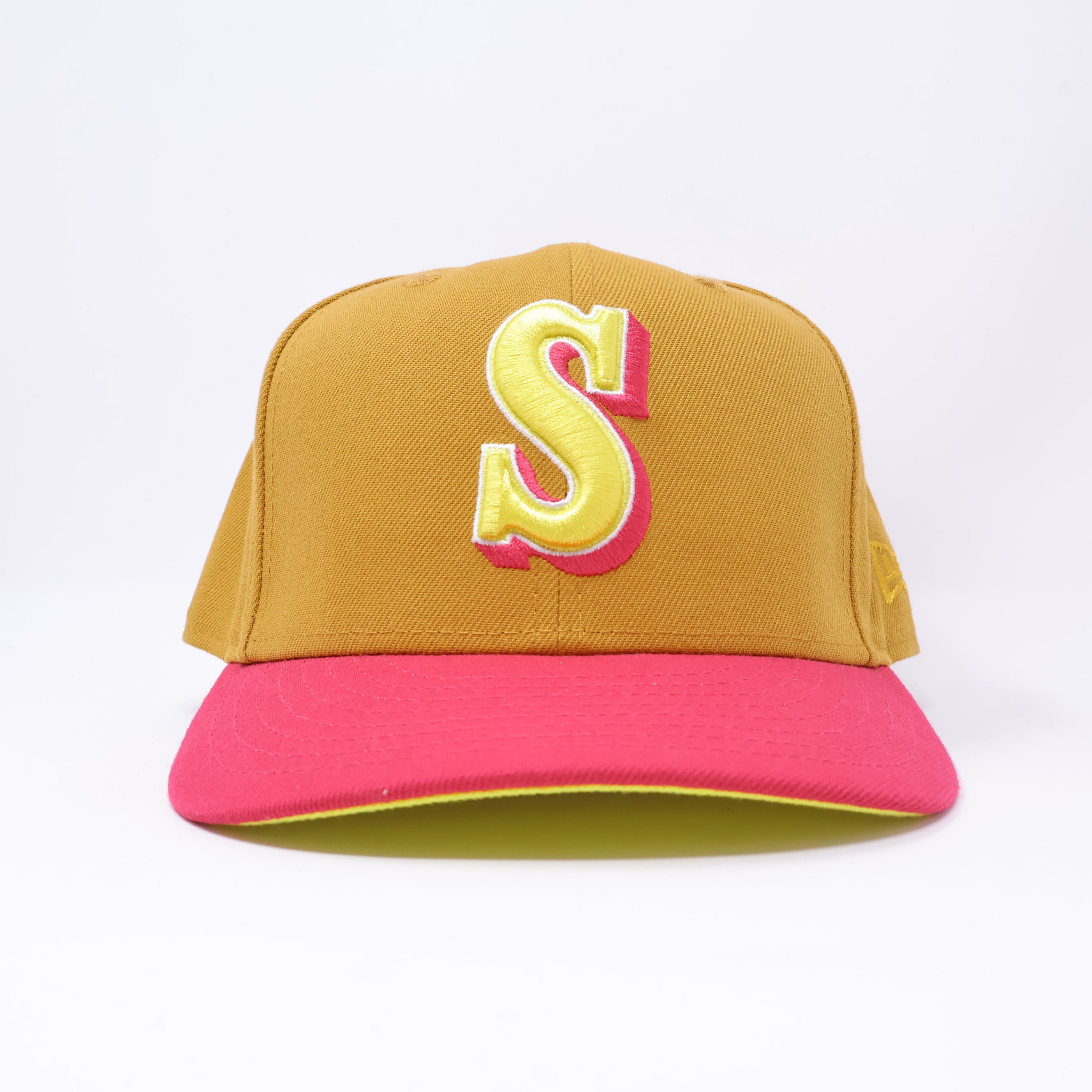 USED 3/8 Khaki Seattle Mariners Simple Clean Dope 59fifty New Era Fitted Hat Cap