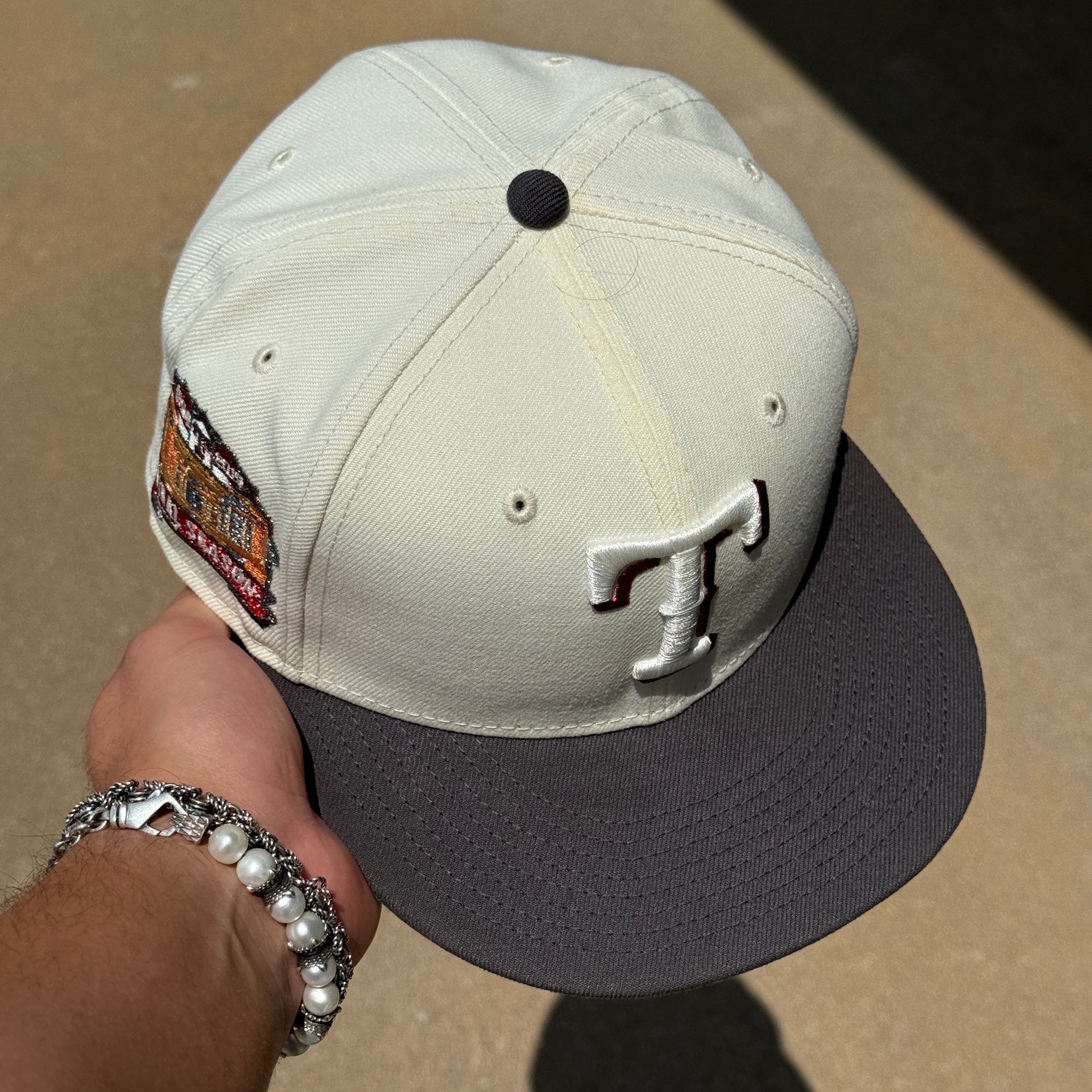 USED 1/4 Chrome Dallas Texas Rangesr Final Season 59fifty New Era Fitted Hat Cap