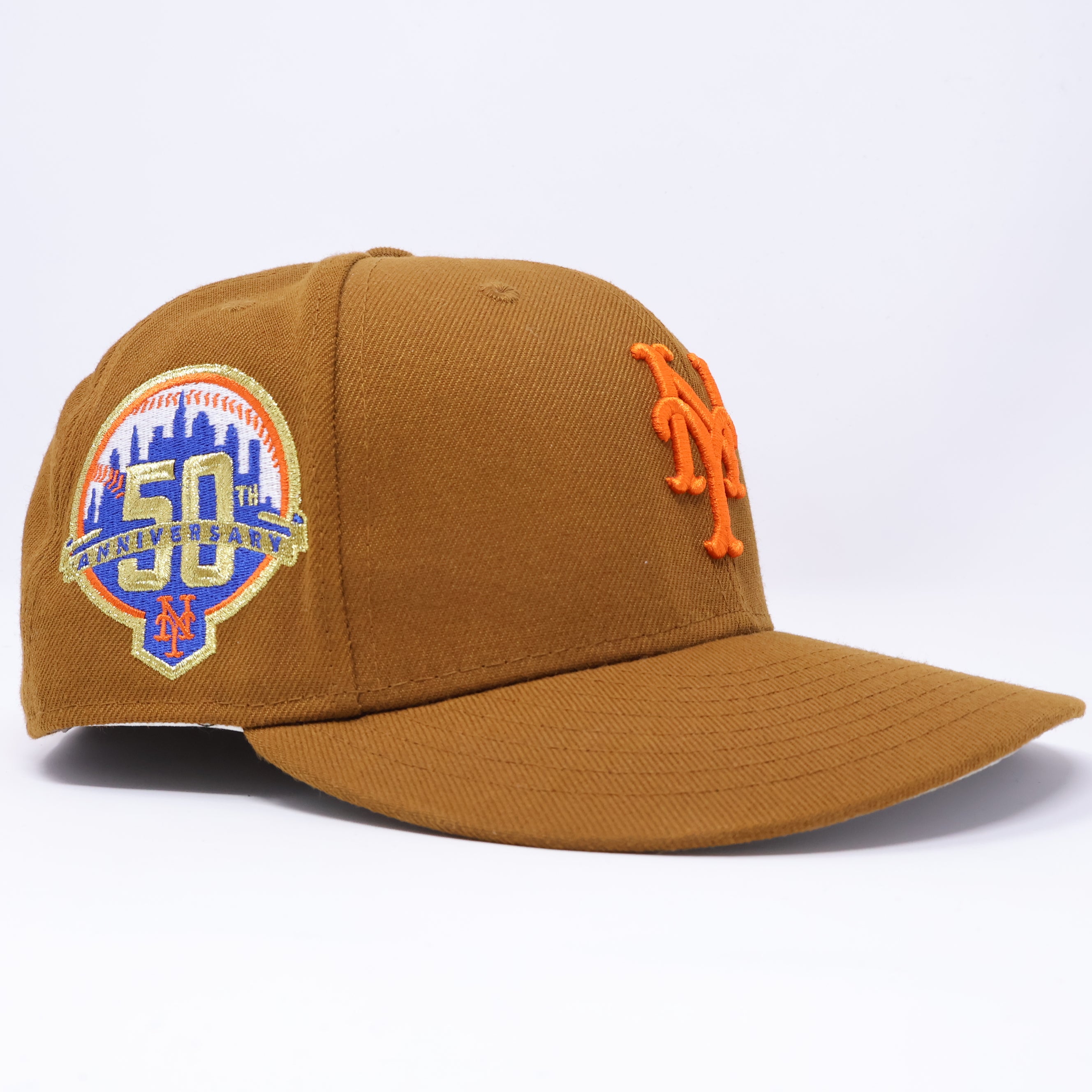 USED 3/8 Brown New York Mets 50th Anniversary 59fifty New Era Fitted Hat Cap