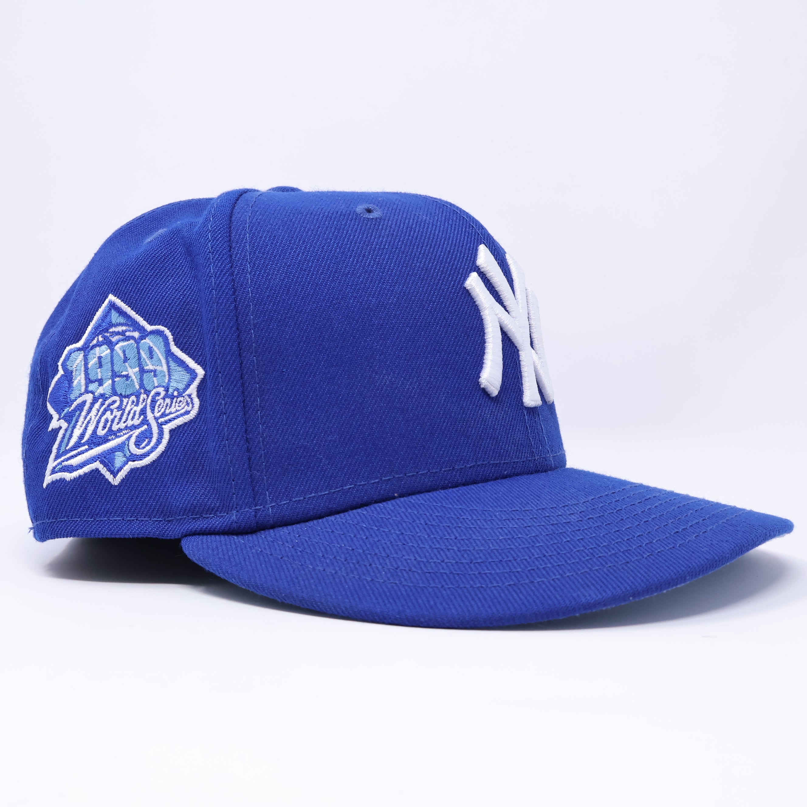 USED 3/8 Blue New York Yankees 1999 World Series 59fifty New Era Fitted Hat Cap