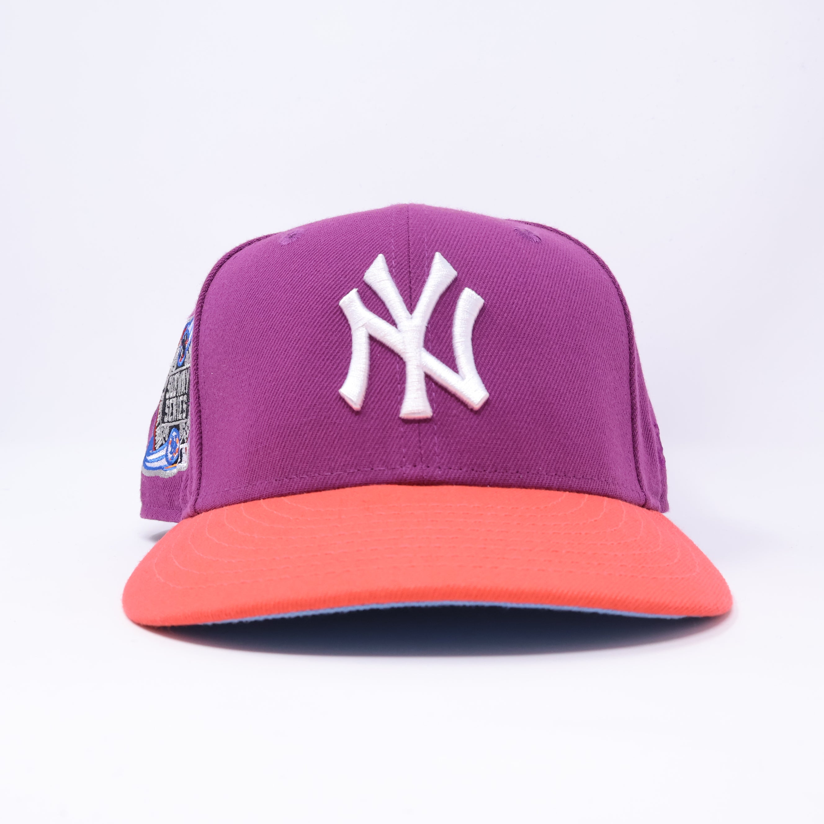 USED 3/8 Purple New York Yankees Subway Series 59fifty New Era Fitted Hat Cap