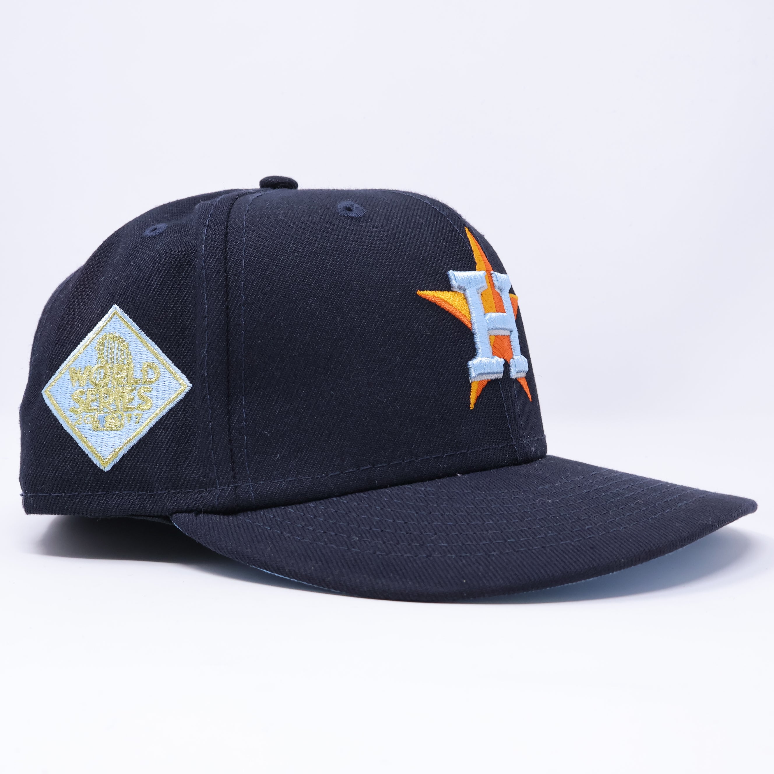 USED 3/8 Blue Houston Astros 2017 World Series 59fifty New Era Fitted Hat Cap
