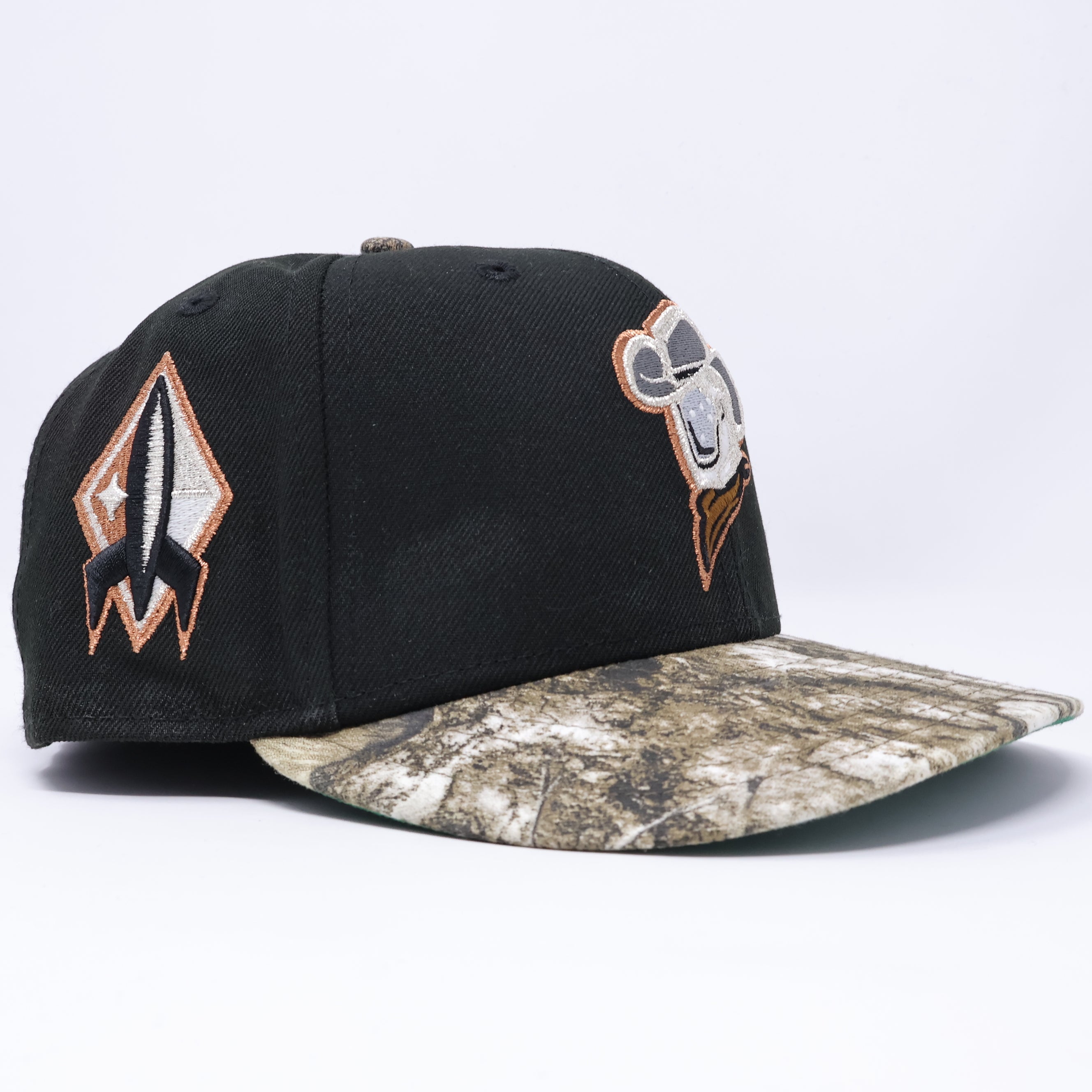USED 3/8 Black Sugar Land Space Cowboys Minor League 59fifty New Era Fitted Hat Cap