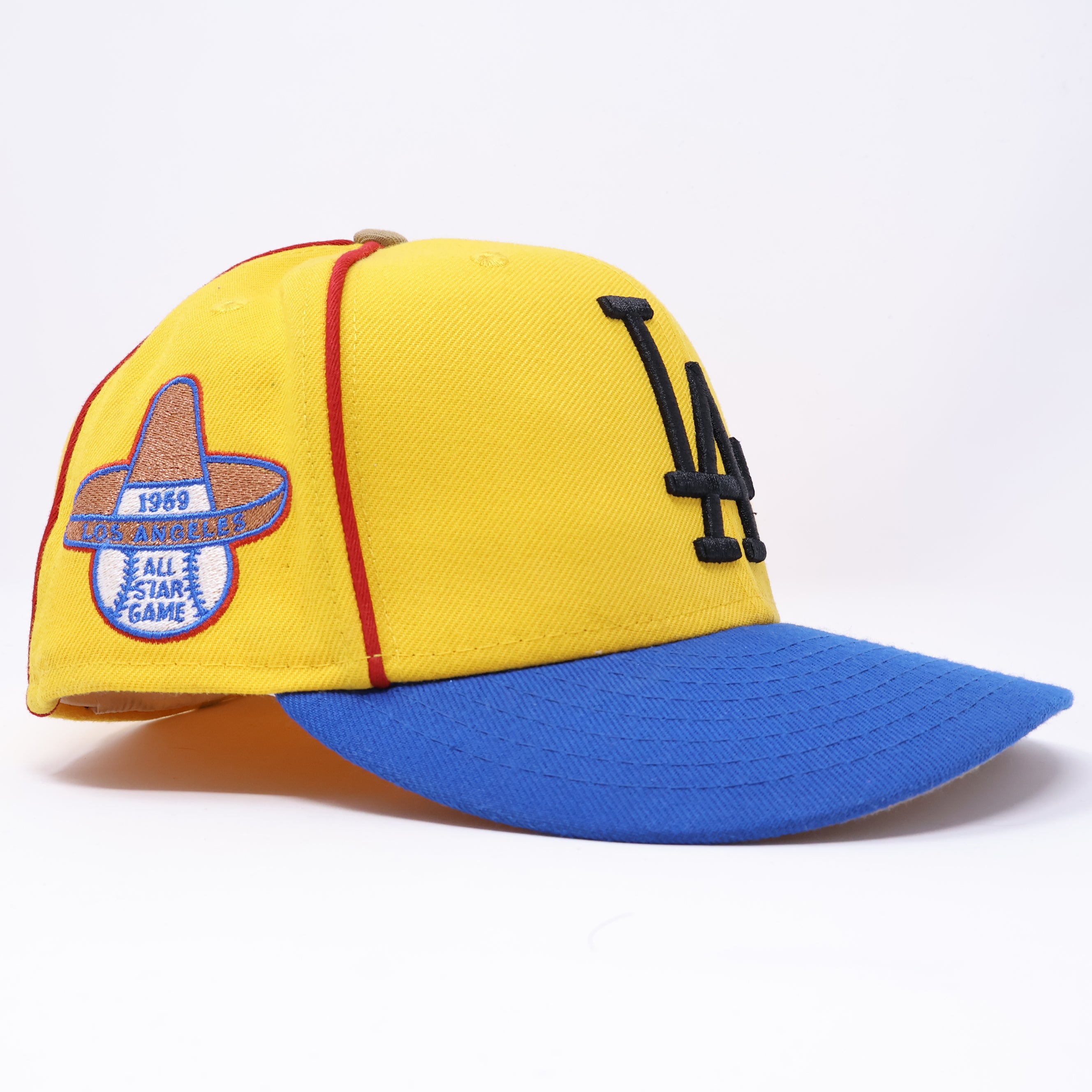 USED 3/8 Yellow Los Angeles Dodgers 1959 All-Star Game 59fifty New Era Fitted Hat Cap
