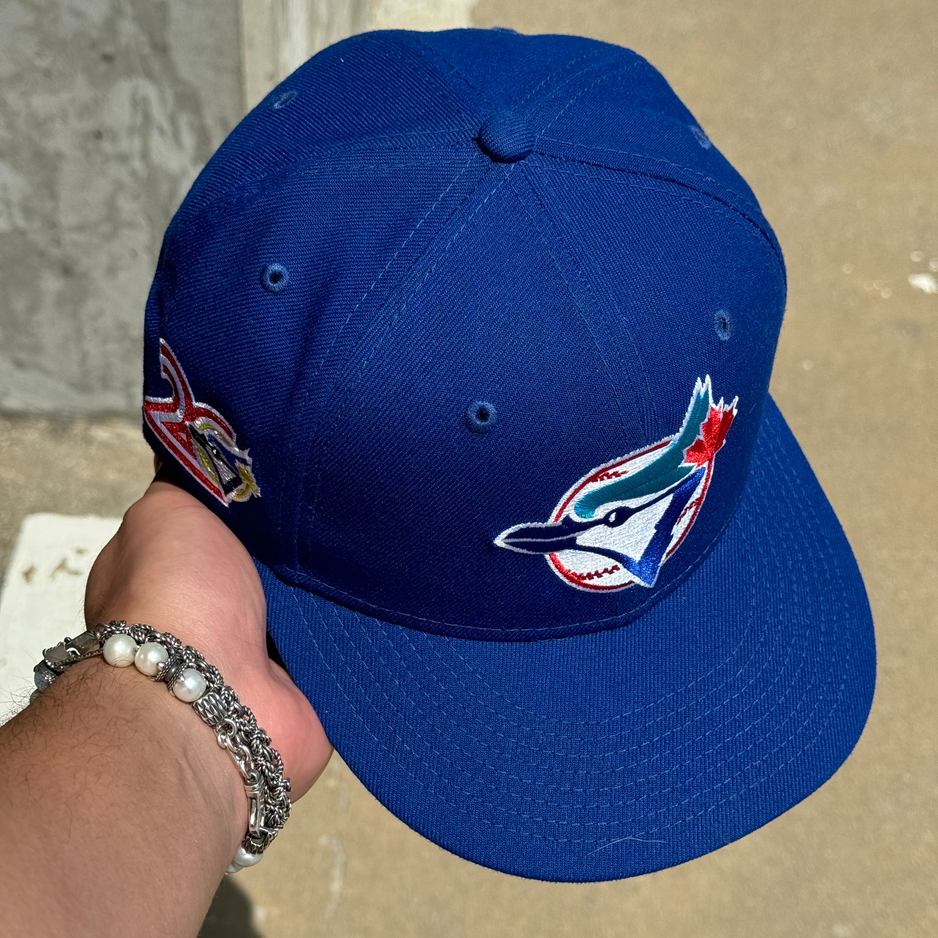 USED 1/4 Blue Toronto Blue Jays Montreal 20th Anniversary 59fifty New Era Fitted Hat Cap