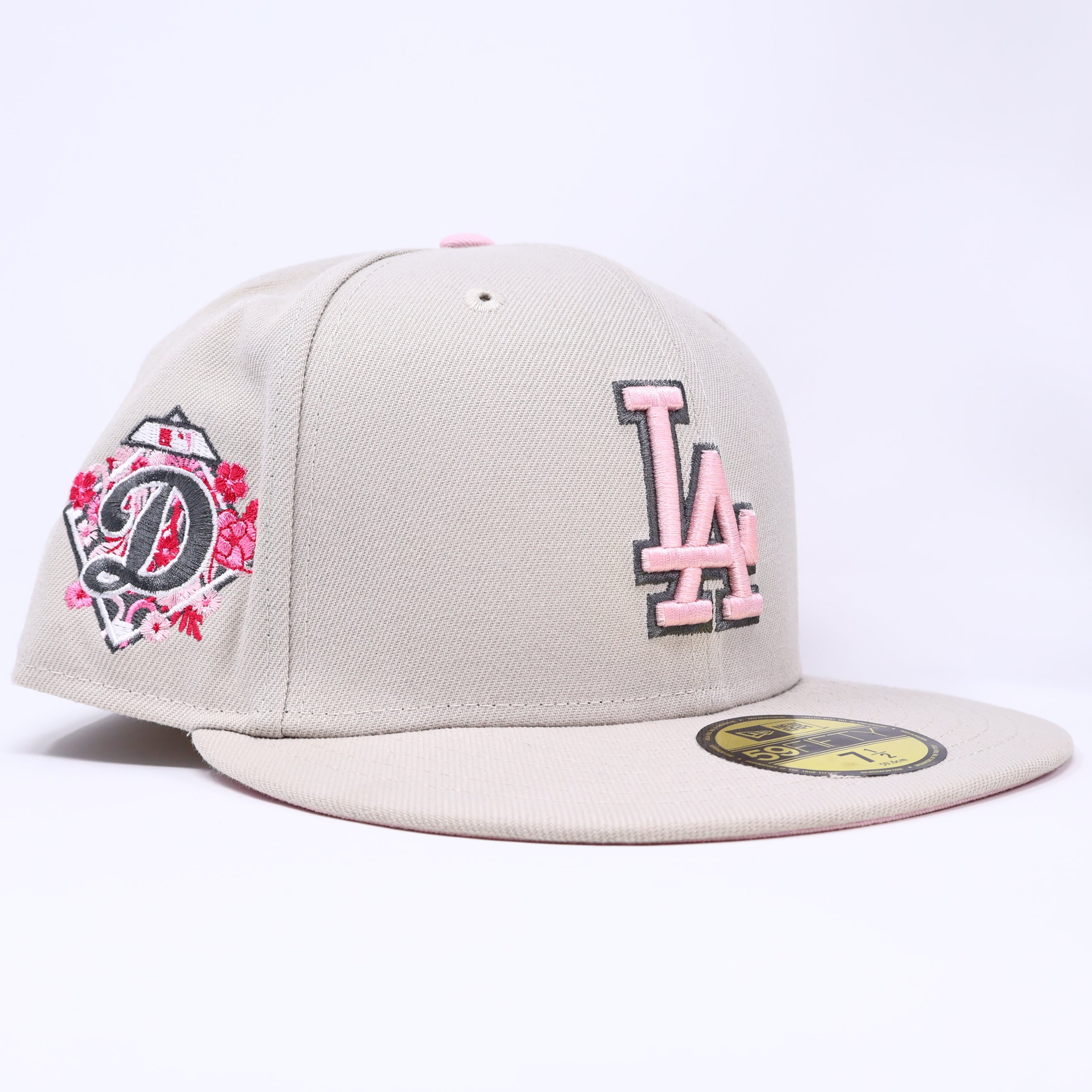 NWT 1/2 Stone Los Angeles Dodgers On-field 59fifty New Era Fitted Hat Cap