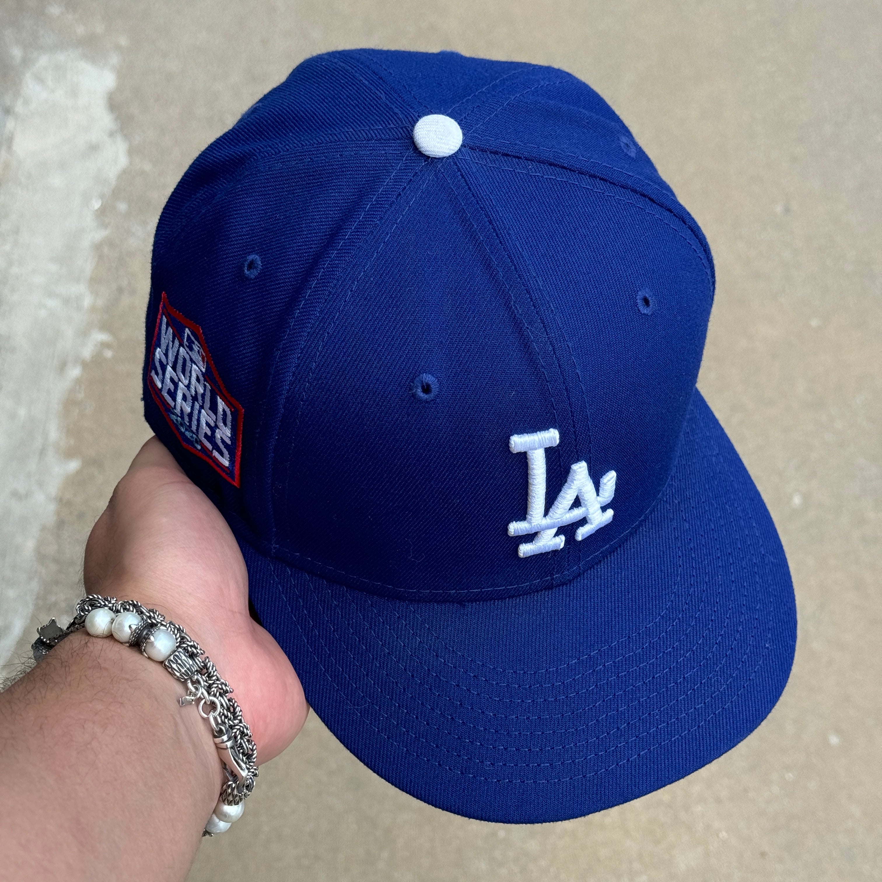 USED 1/4 Blue Los Angeles Dodgers 2020 World Series 59fifty New Era Fitted Hat Cap