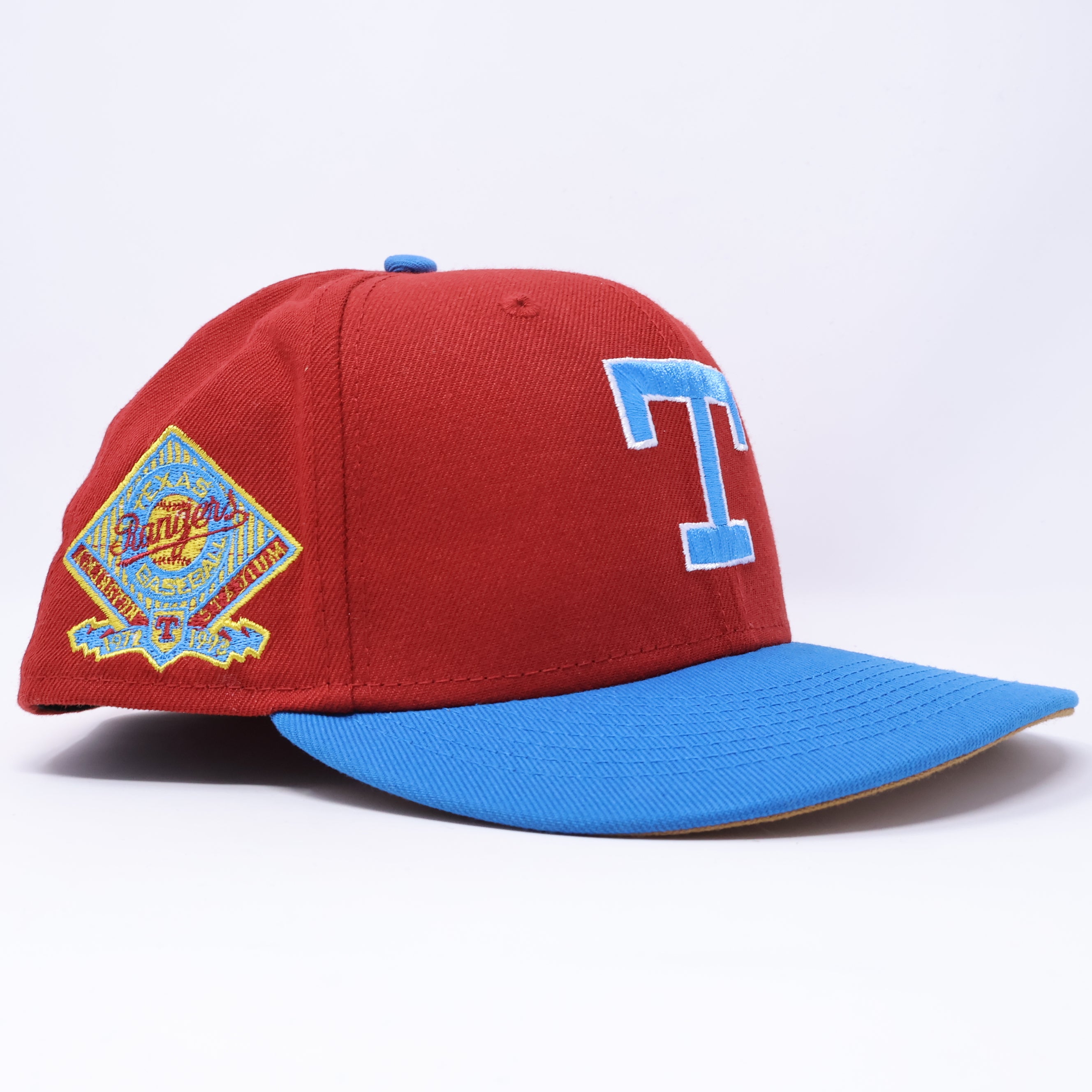 USED 3/8 Maroon Dallas Texas Rangers Arlington Stadium 59fifty New Era Fitted Hat Cap