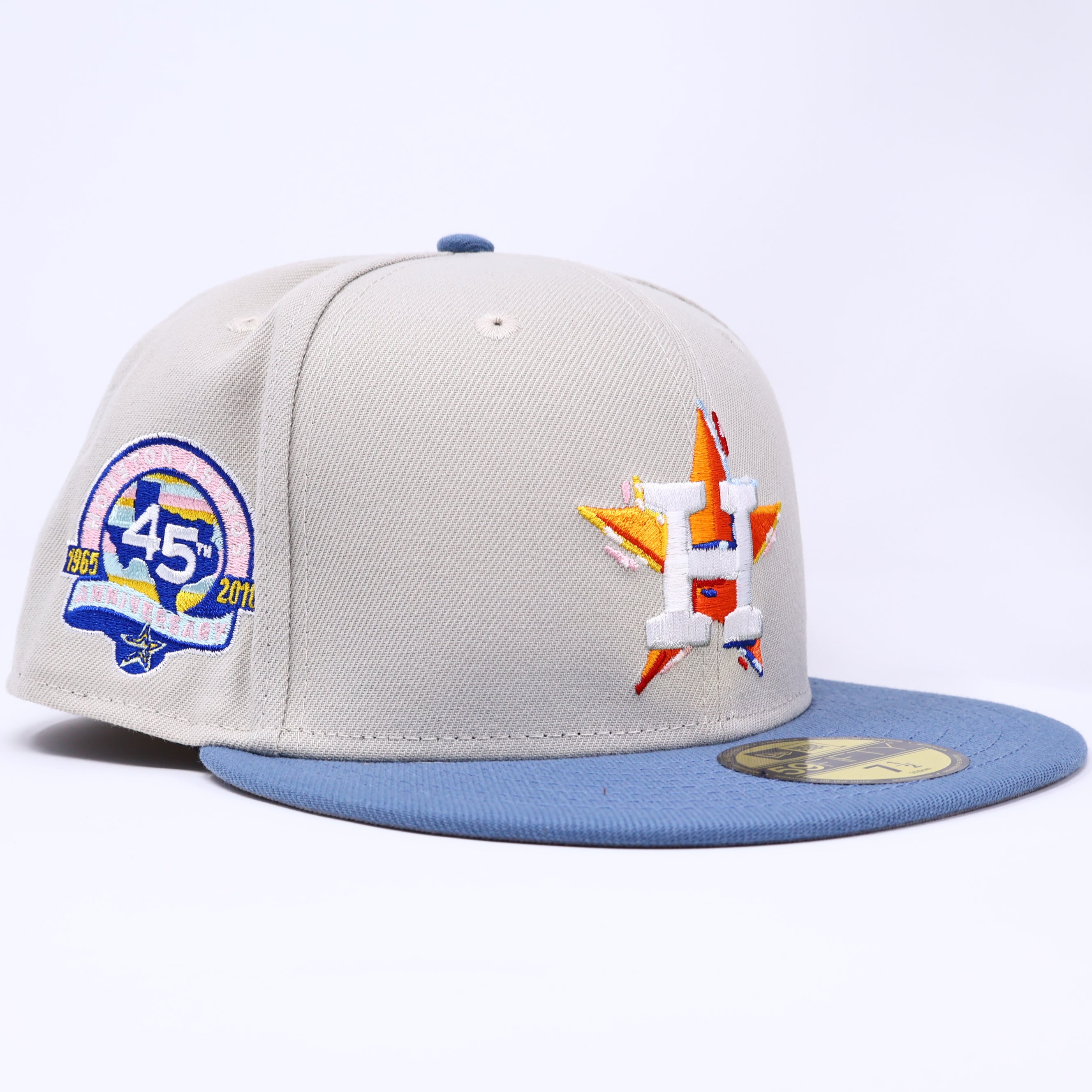 NWT 1/2 Chrome Houston Astros 45th Anniversary 59fifty New Era Fitted Hat Cap