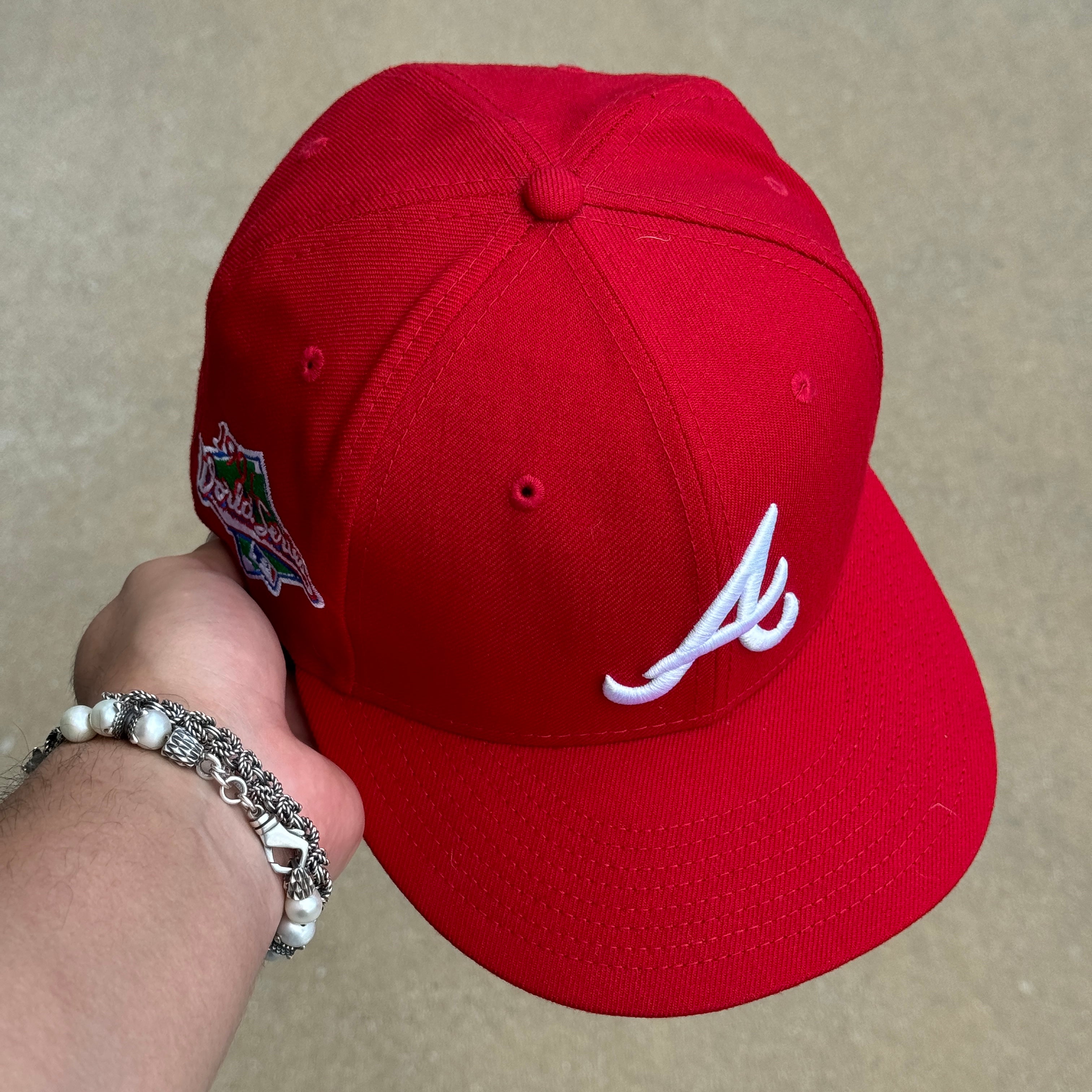 USED 1/4 Red Atlanta Braves 1991 World Series 59fifty New Era Fitted Hat Cap