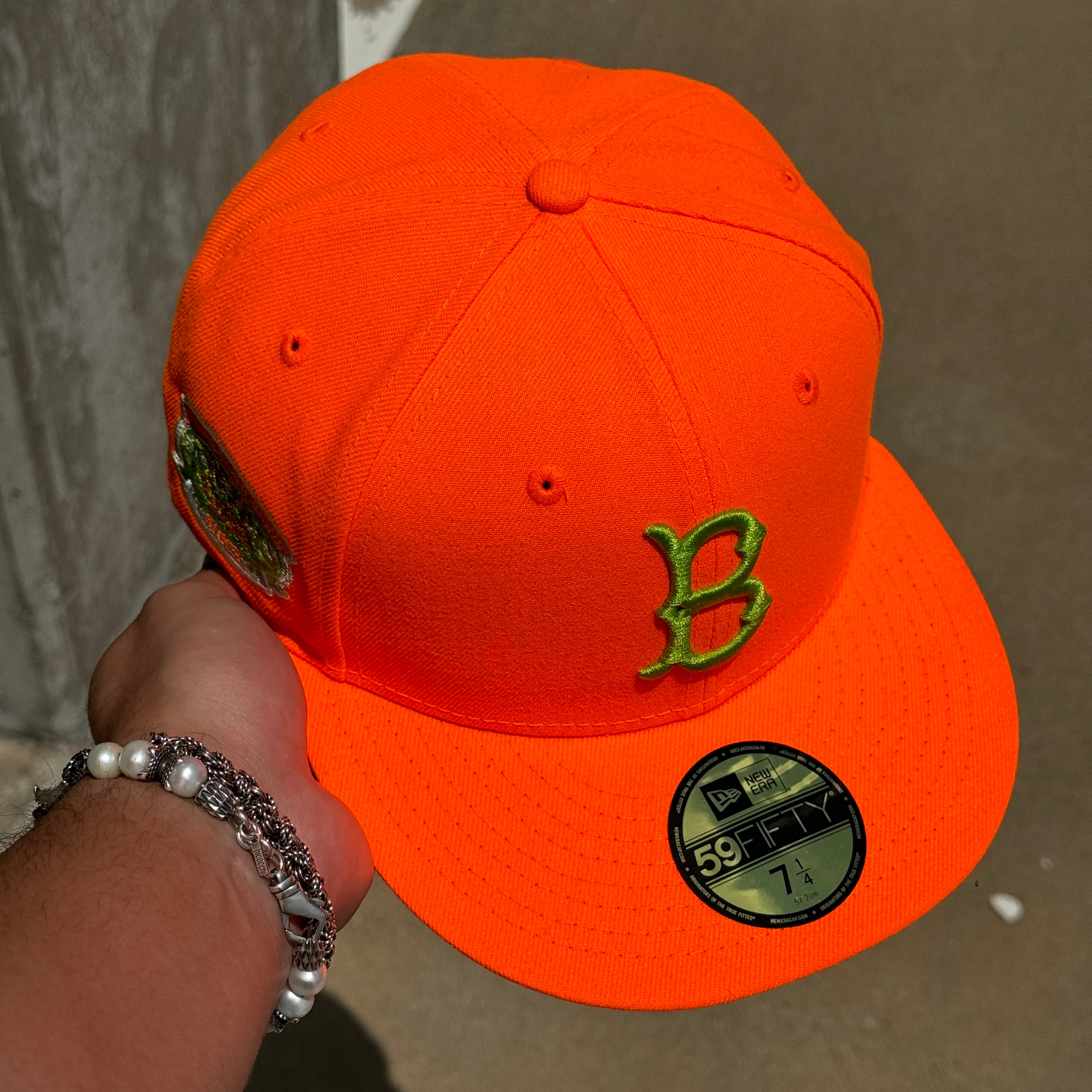 NEW 1/4 Orange Brooklyn Dodgers 1955 1st World Champ 59fifty New Era Fitted Hat Cap