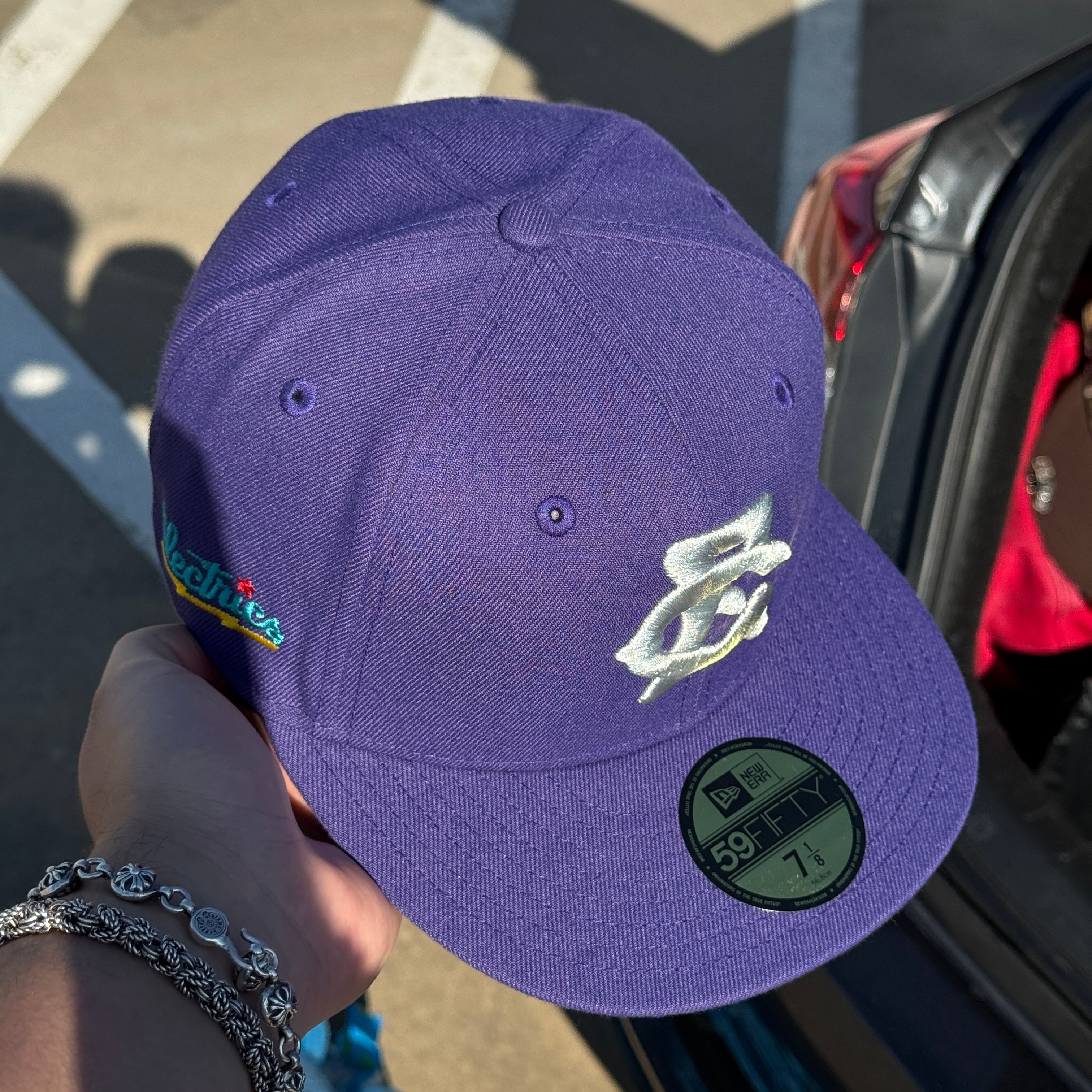 NWT 1/8 Purple Great Fall Electrics Minor League 59fifty New Era Fitted Hat Cap