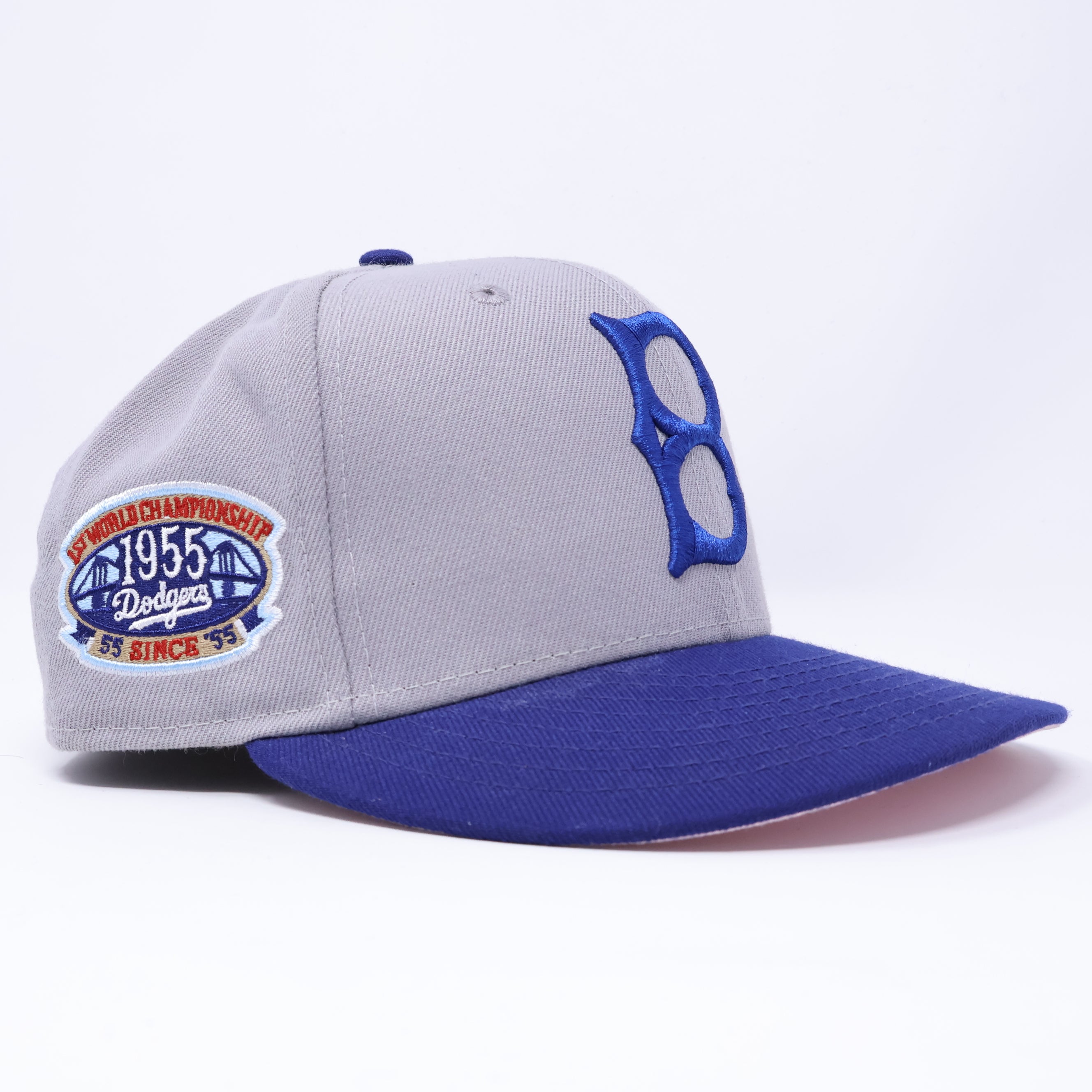 USED 3/8 Gray Brooklyn Dodgers First World Championship 59fifty New Era Fitted Hat Cap