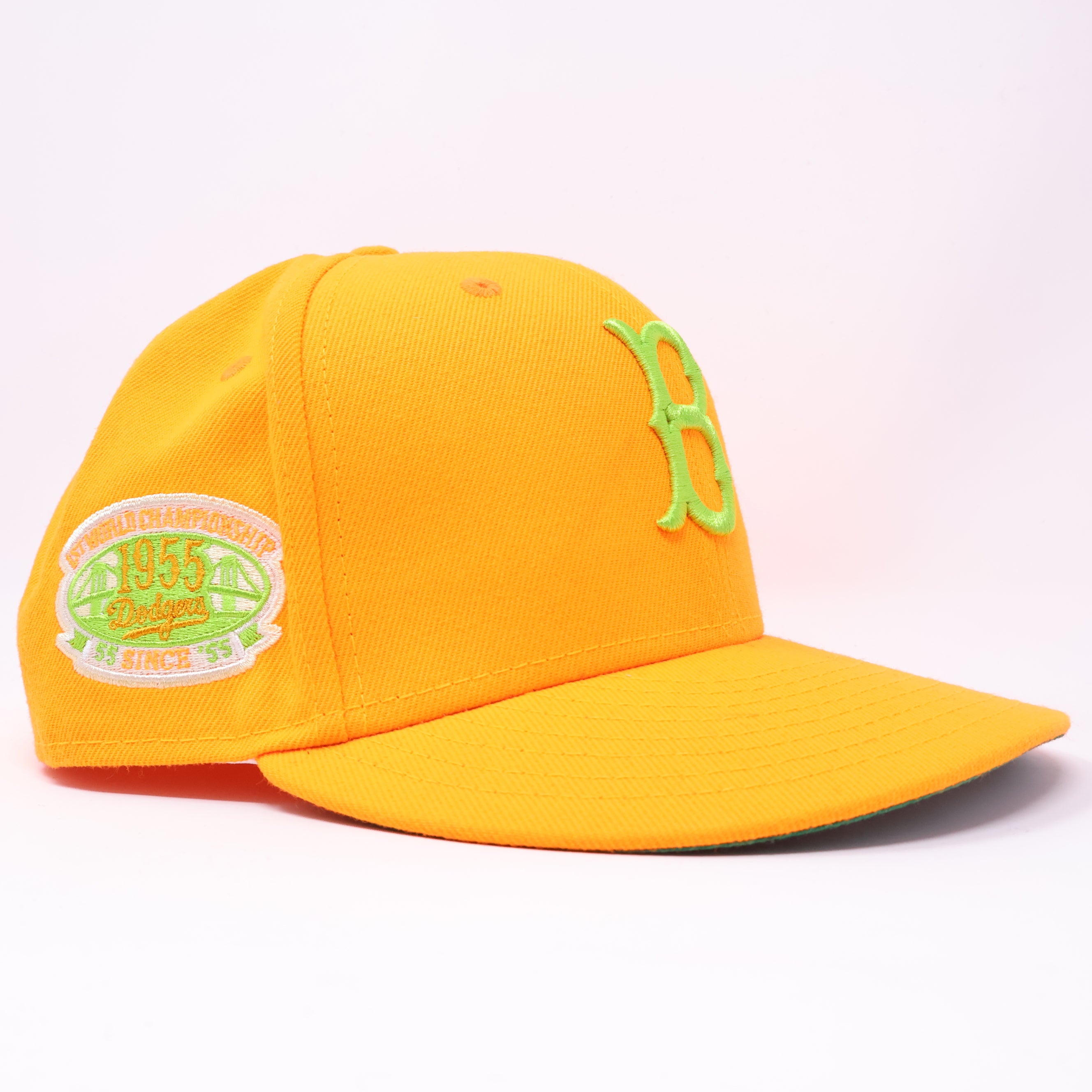 USED 3/8 Orange Brooklyn Dodgers First World Championship 59fifty New Era Fitted Hat Cap
