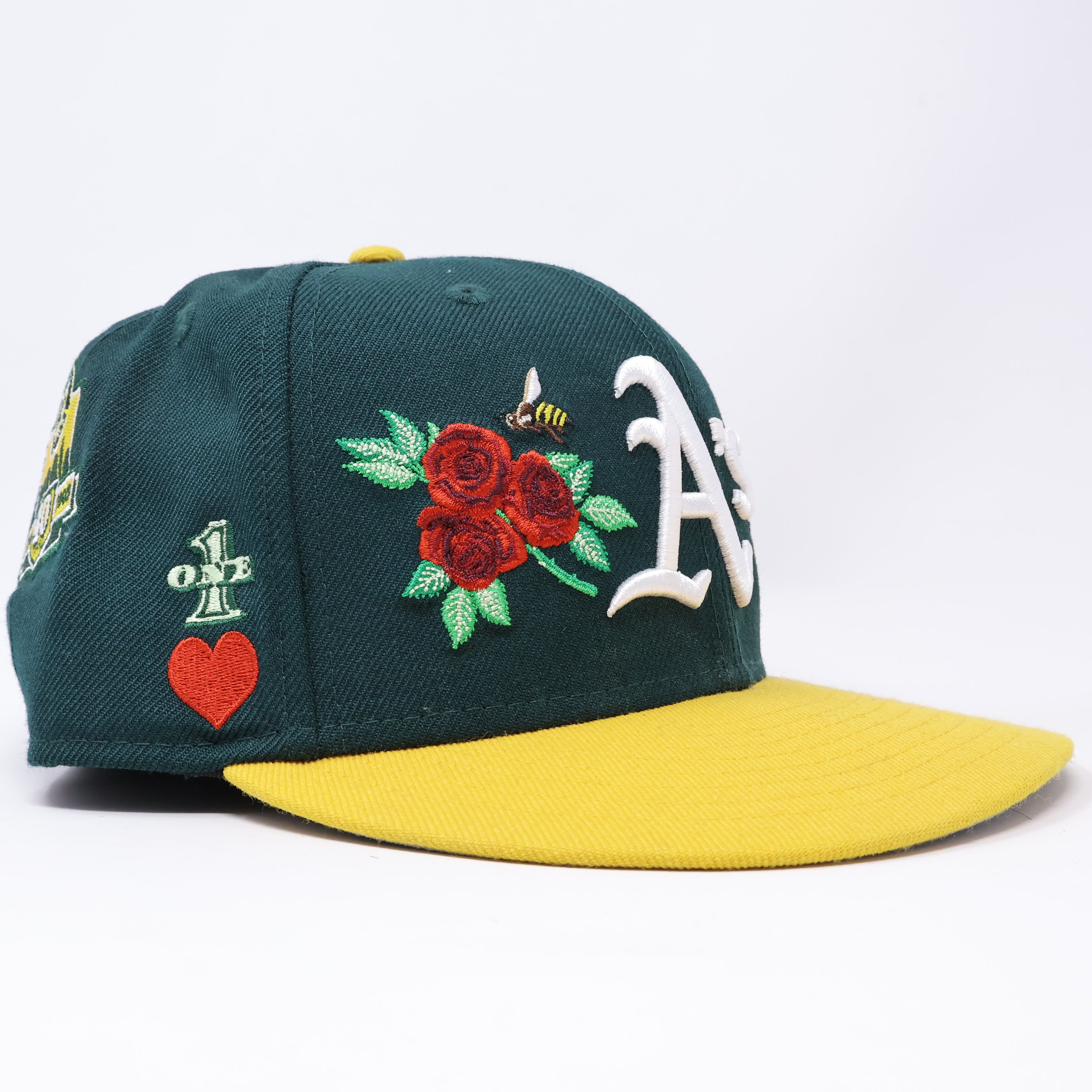 USED 3/8 Green Oakland Athletics All Patches Logos 59fifty New Era Fitted Hat Cap
