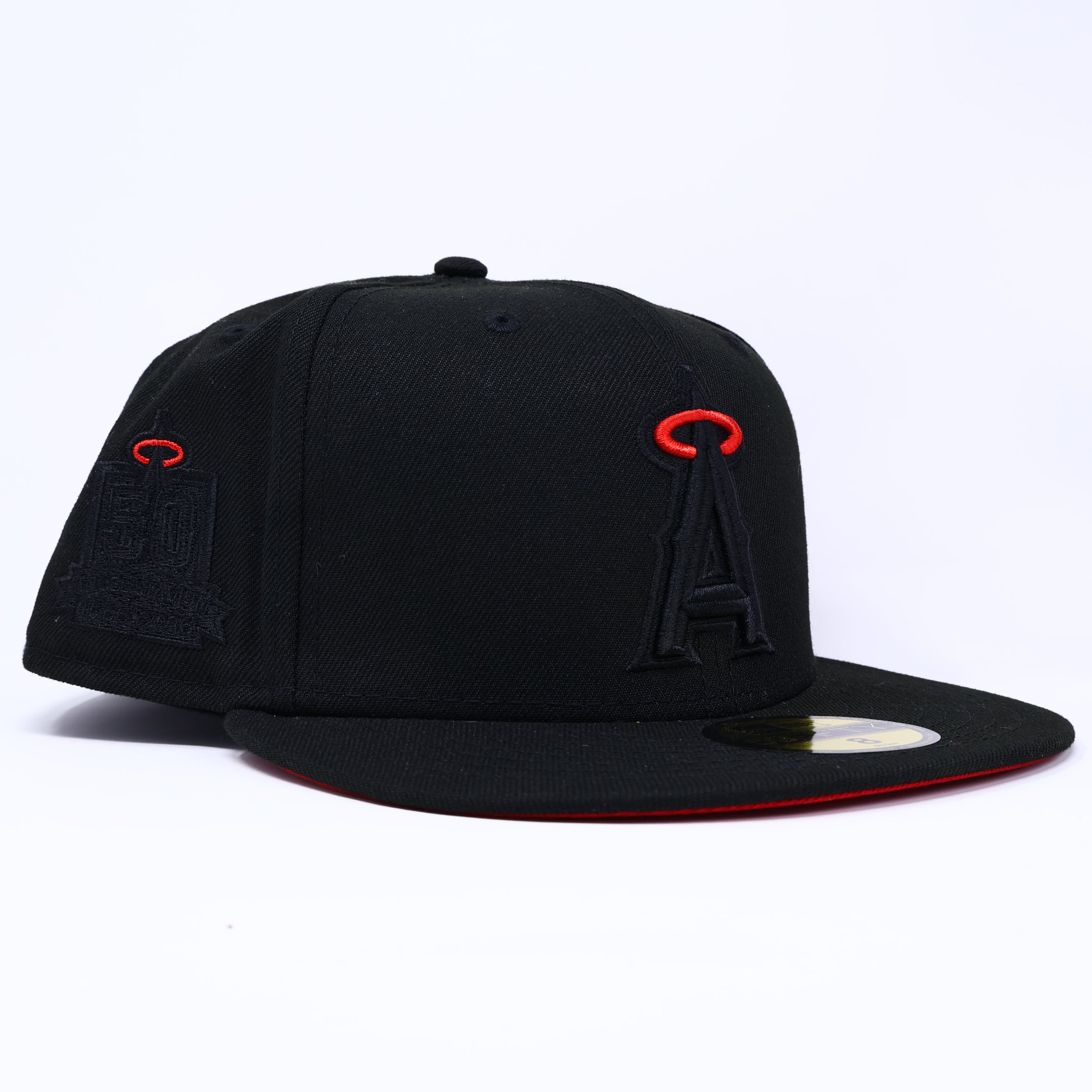 NWT Black Los Angeles Angels 50th Anniversary 59fifty New Era Fitted Hat Cap