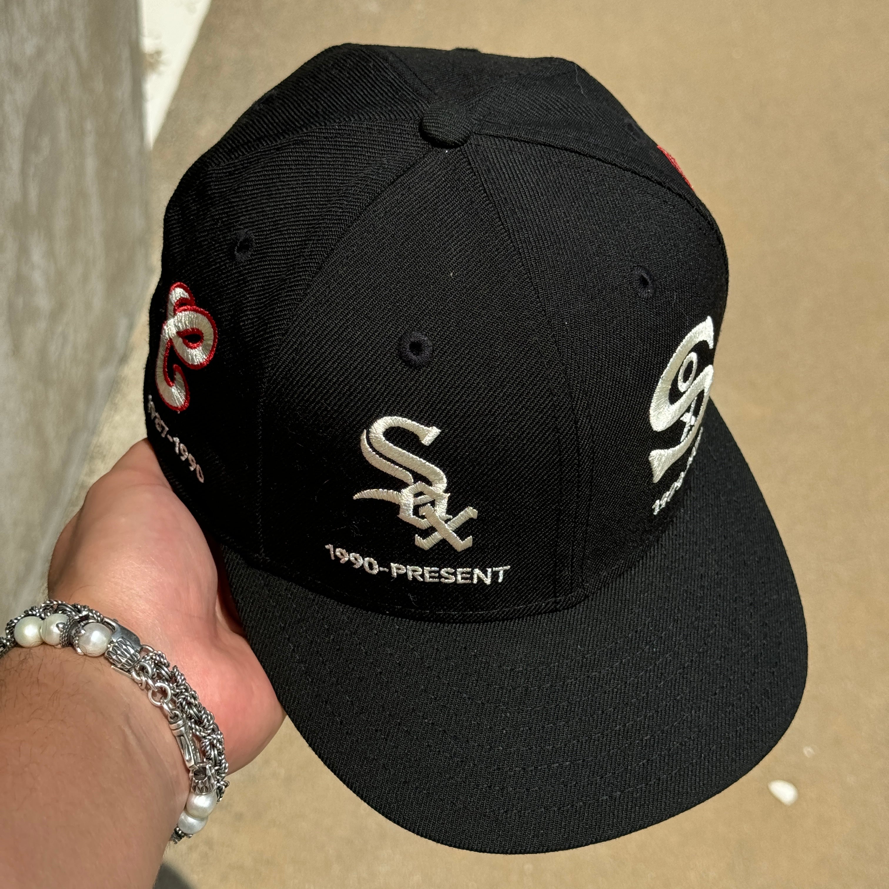 USED 1/4 Chicago White Sox Multi Patch 59fifty New Era Fitted Hat Cap