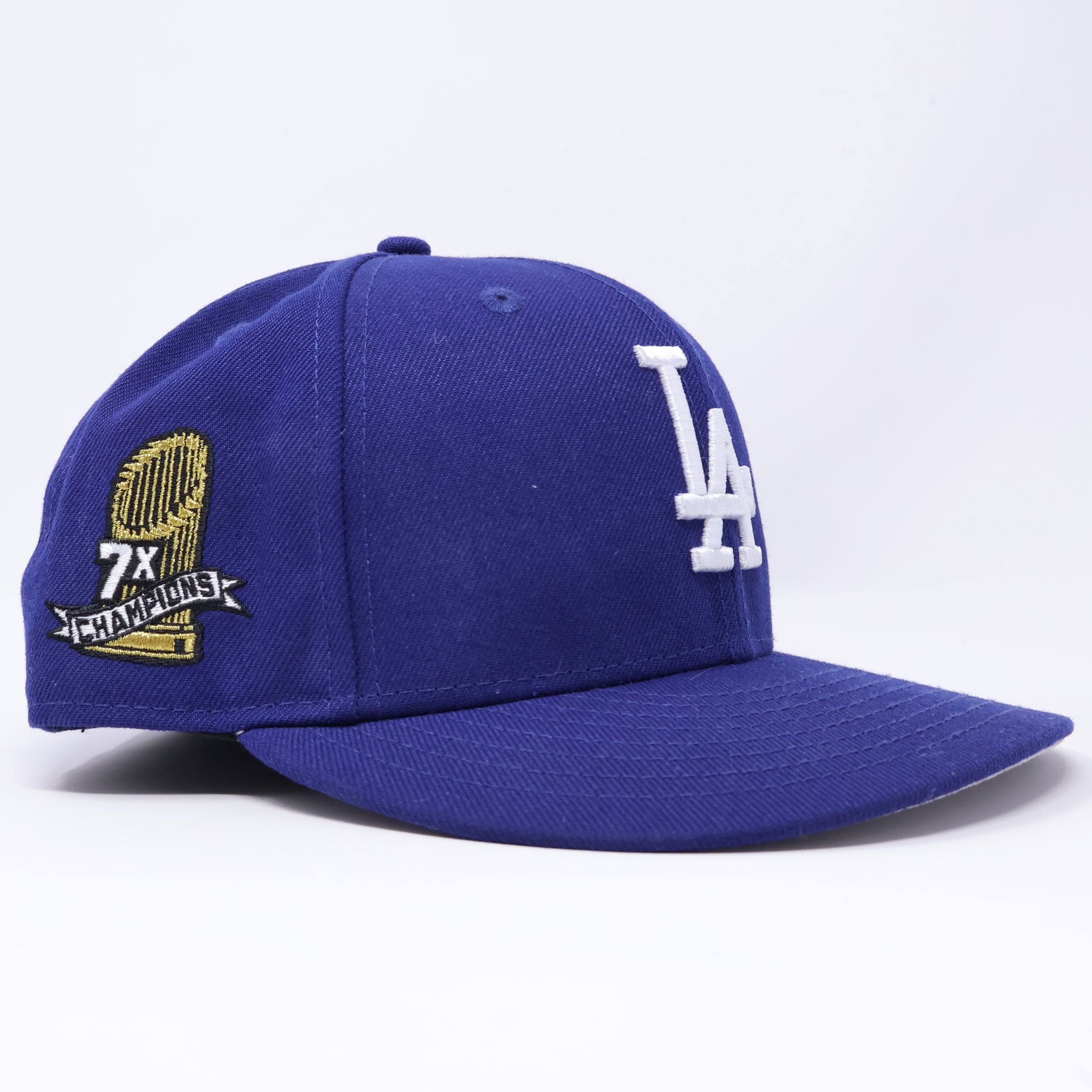 USED 3/8 Blue Los Angeles Dodgers 7-Time Champions 59fifty New Era Fitted Hat Cap