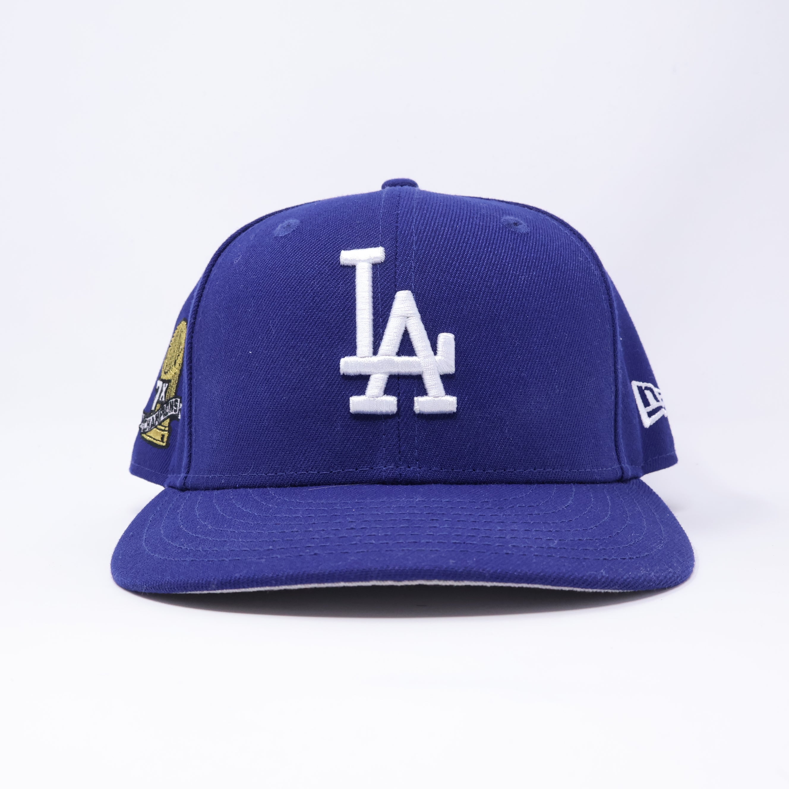 USED 3/8 Blue Los Angeles Dodgers 7-Time Champions 59fifty New Era Fitted Hat Cap