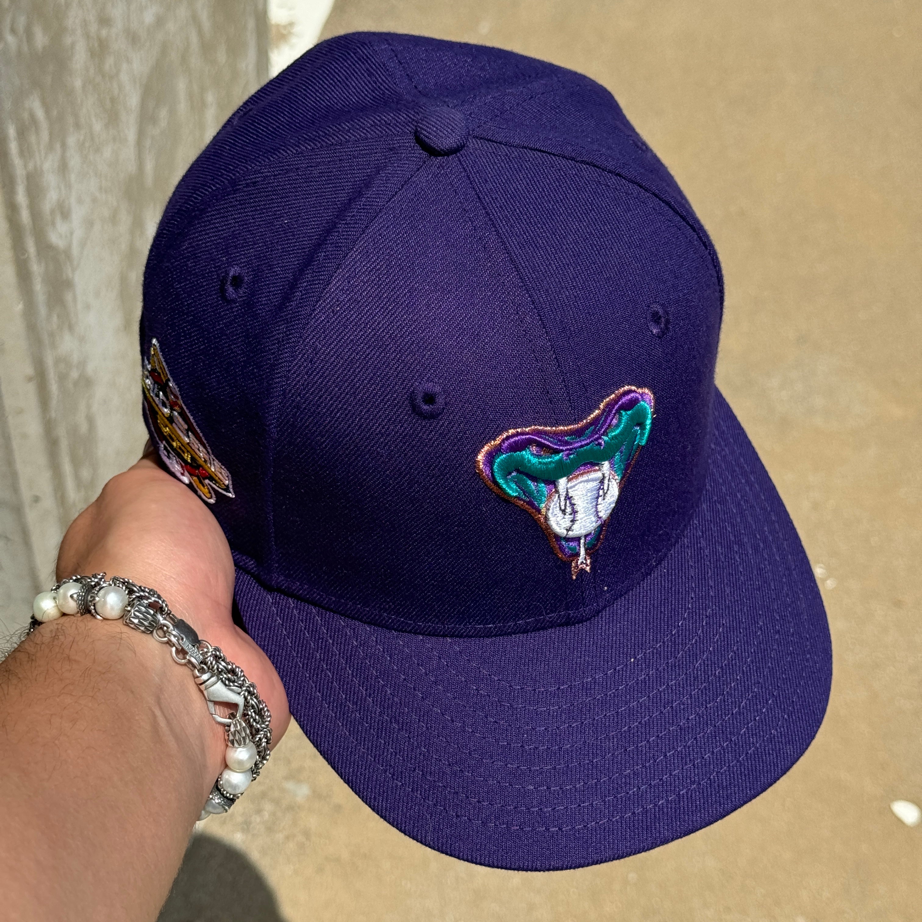 USED 1/4 Purple Arizona Diamondbacks 2001 World Series 59fifty New Era Fitted Hat Cap