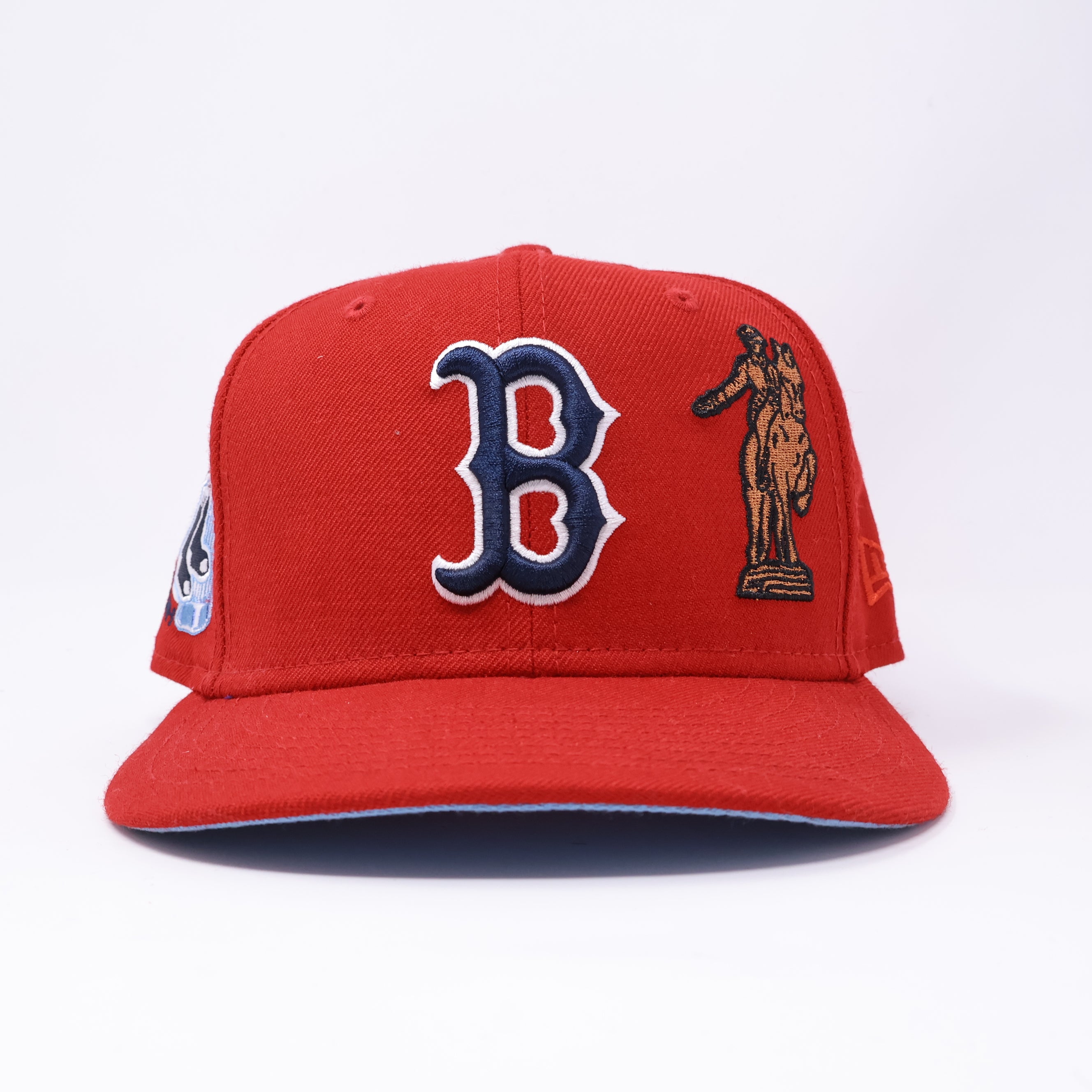 USED 3/8 Boston Red Sox Side Patches Logos 59fifty New Era Fitted Hat Cap