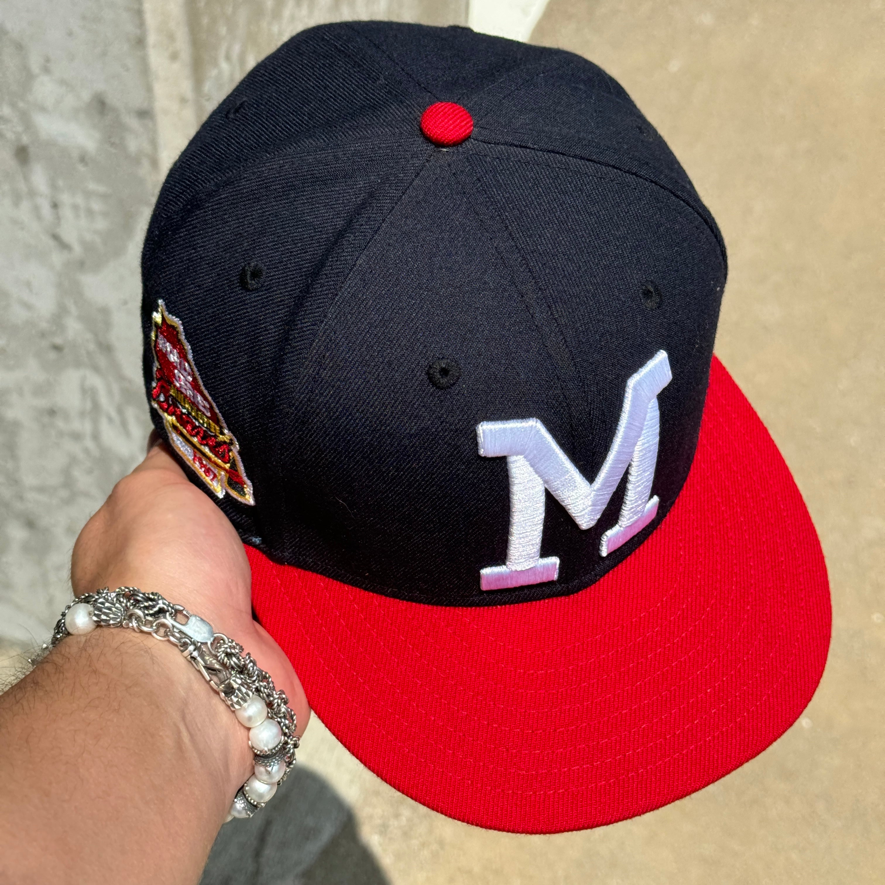 USED 1/4 Milwaukee Brewers 1957 Brewers World Series 59fifty New Era Fitted Hat Cap