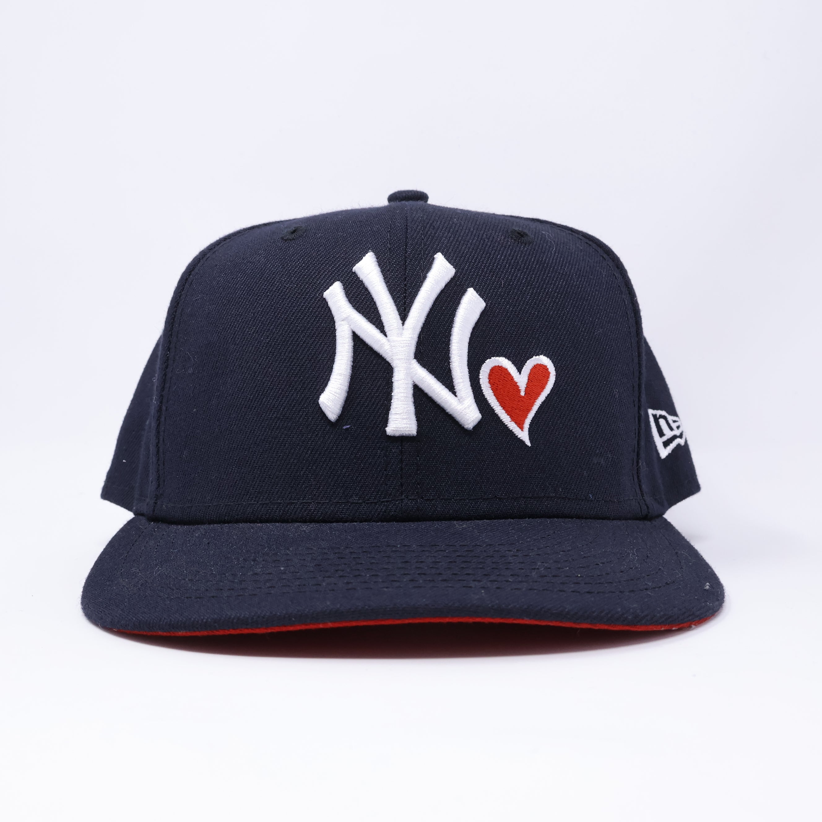 USED 3/8 Navy New York Yankees Heart Logo 59fifty New Era Fitted Hat Cap