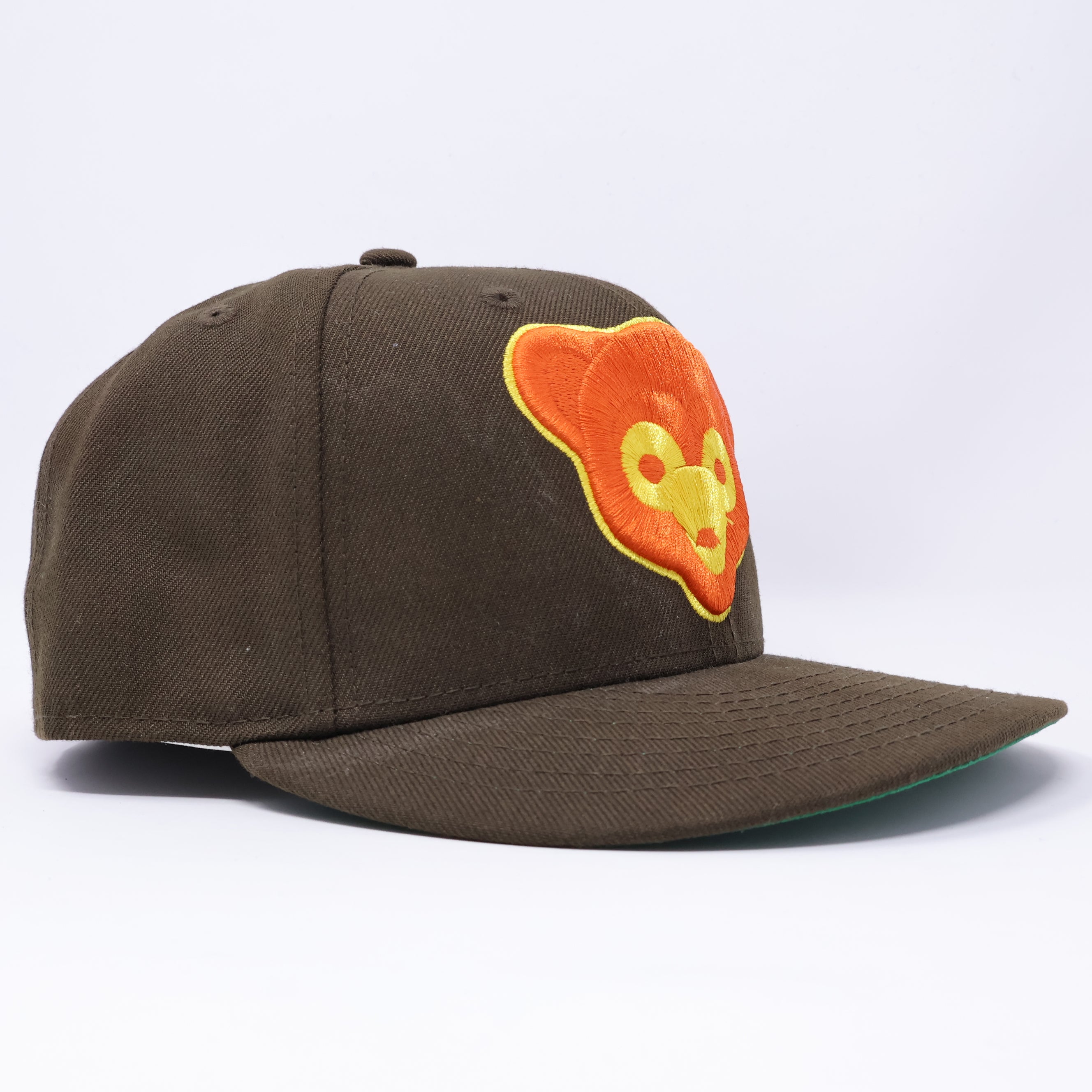 USED 3/8 Brown Chicago Cubs Big Logo 59fifty New Era Fitted Hat Cap