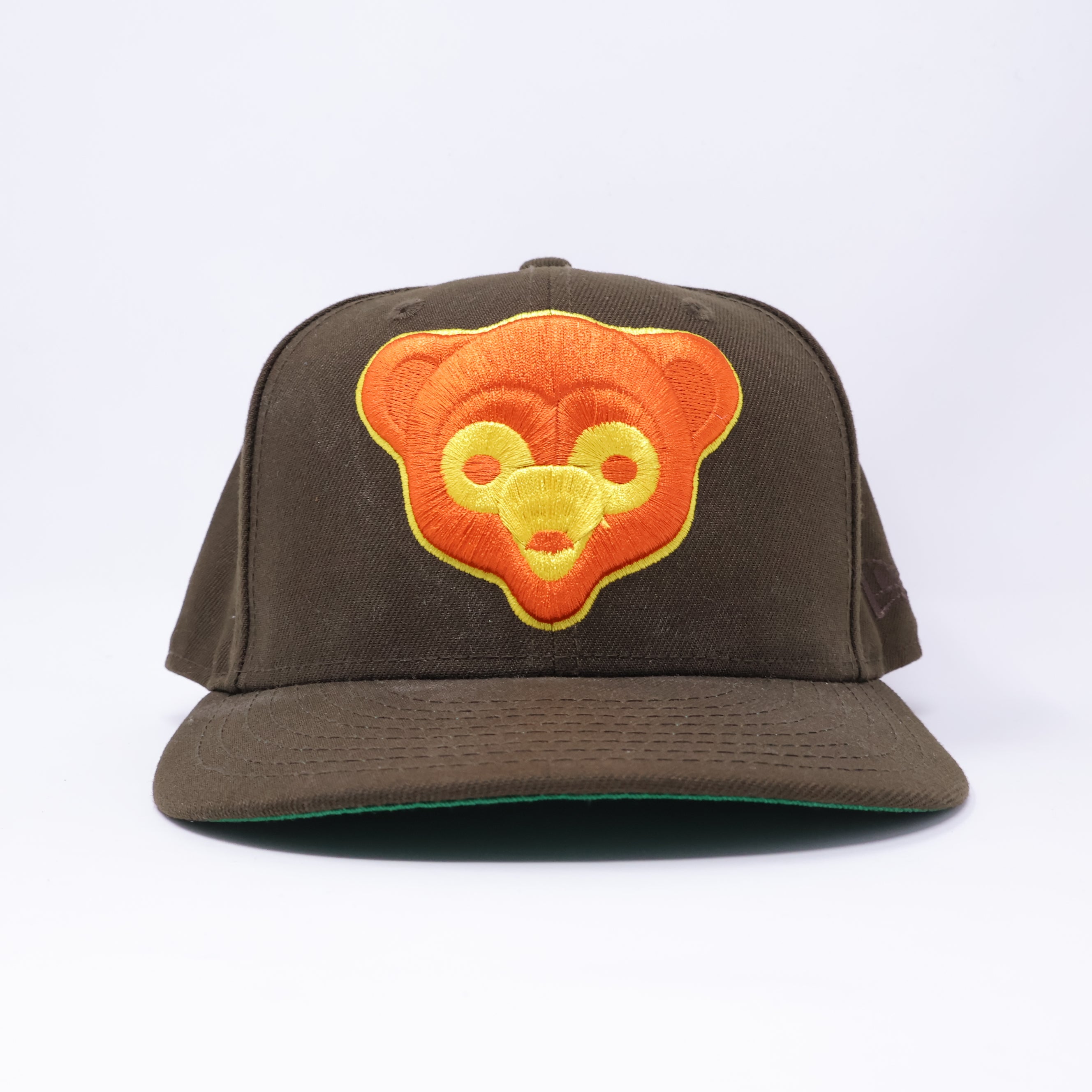 USED 3/8 Brown Chicago Cubs Big Logo 59fifty New Era Fitted Hat Cap
