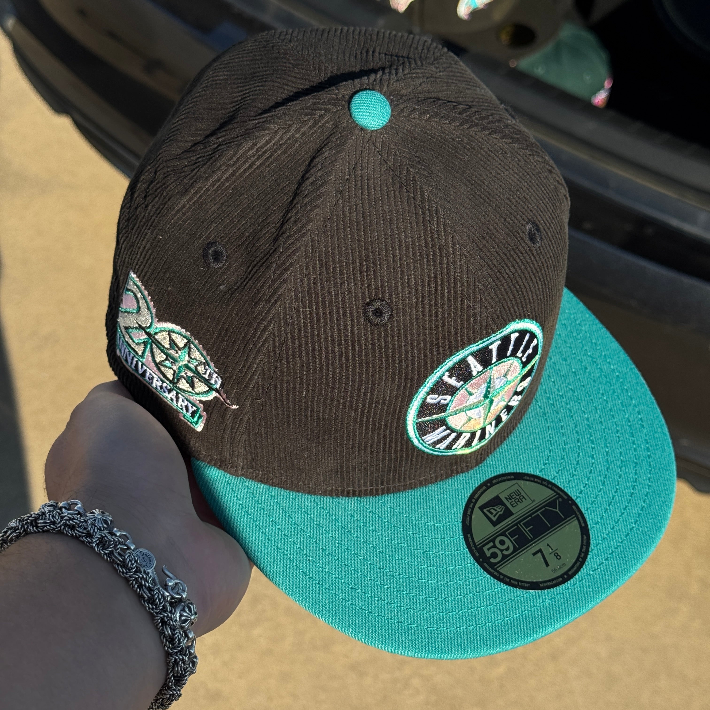 NWT 1/8 Black Seattle Mariners 20th Anniversary 59fifty New Era Fitted Hat Cap