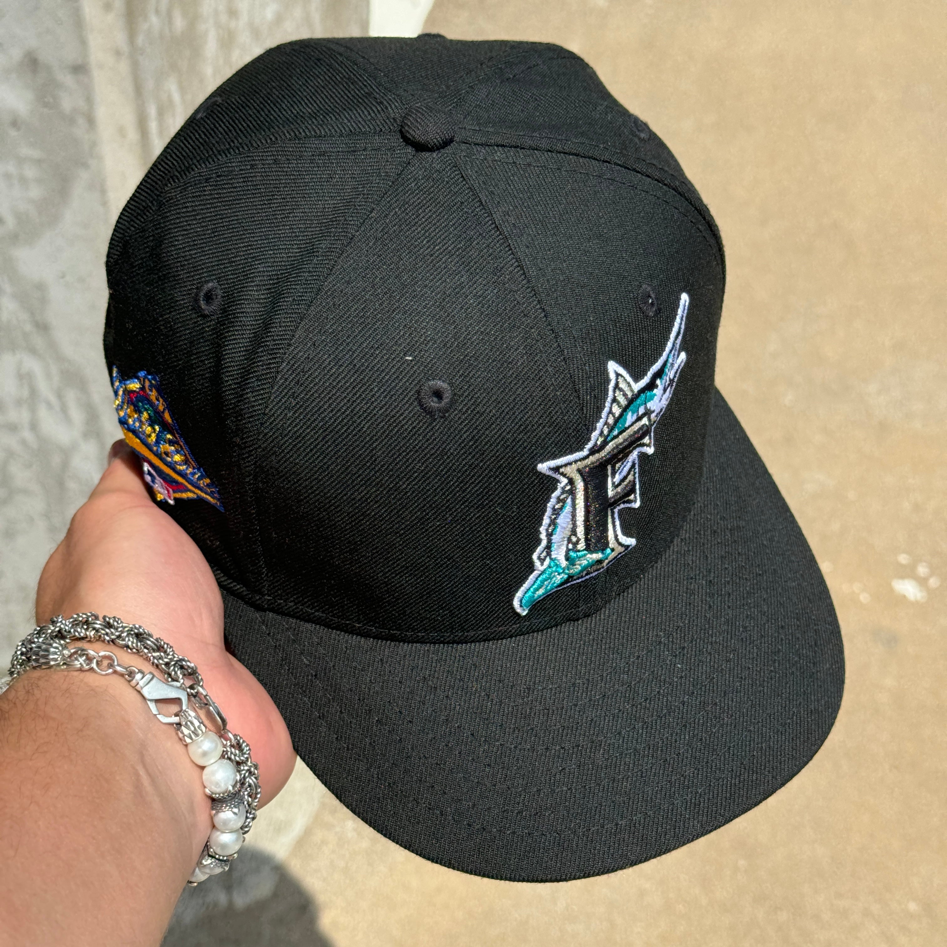 USED 1/4 Black Florida Miami Marlins 1997 World Series 59fifty New Era Fitted Hat Cap